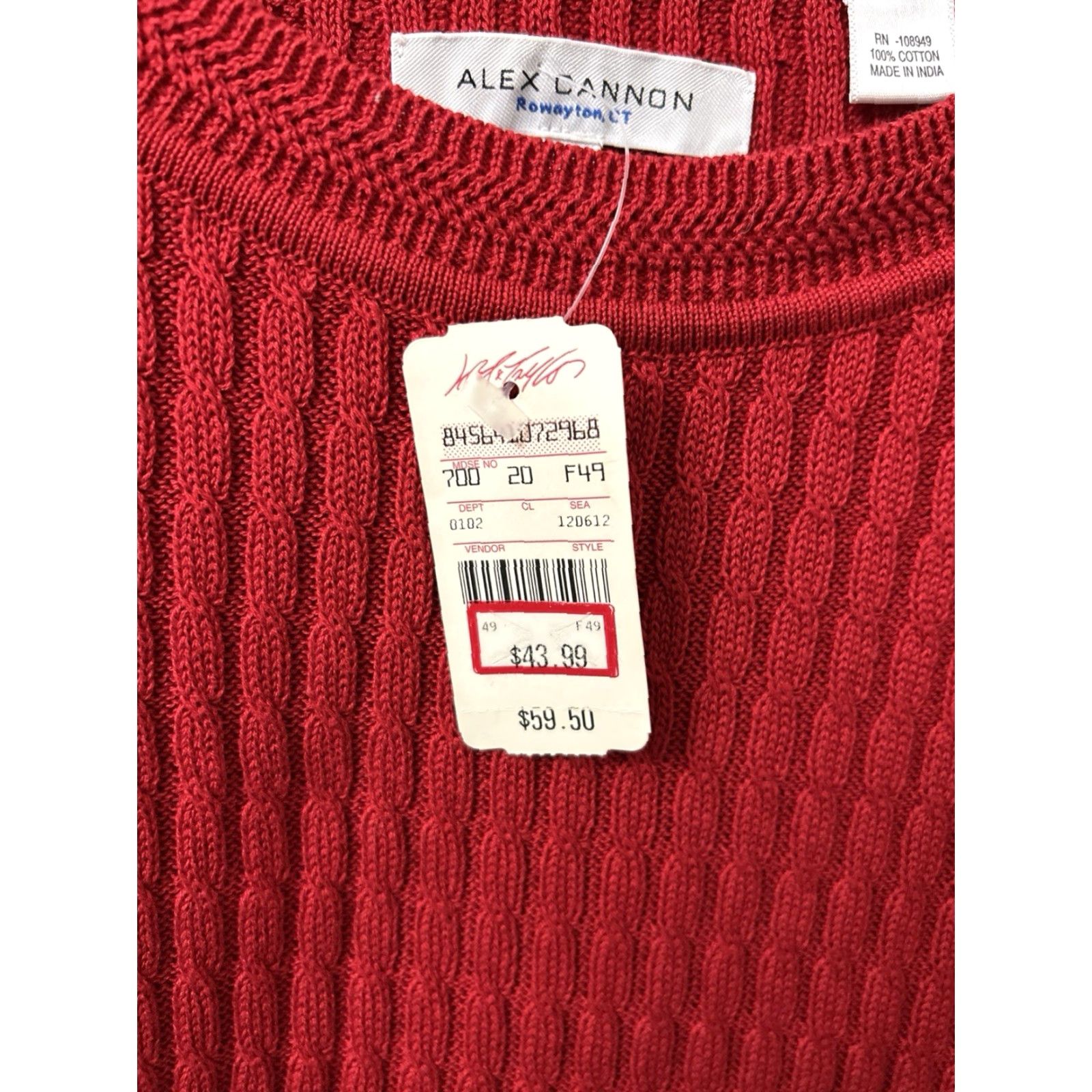 Canon ALEX CANNON Sweater Mens Size M Red Cable-Knit Crewneck Pullover L/S NWT Size US M / EU 48-50 / 2 - 6 Thumbnail