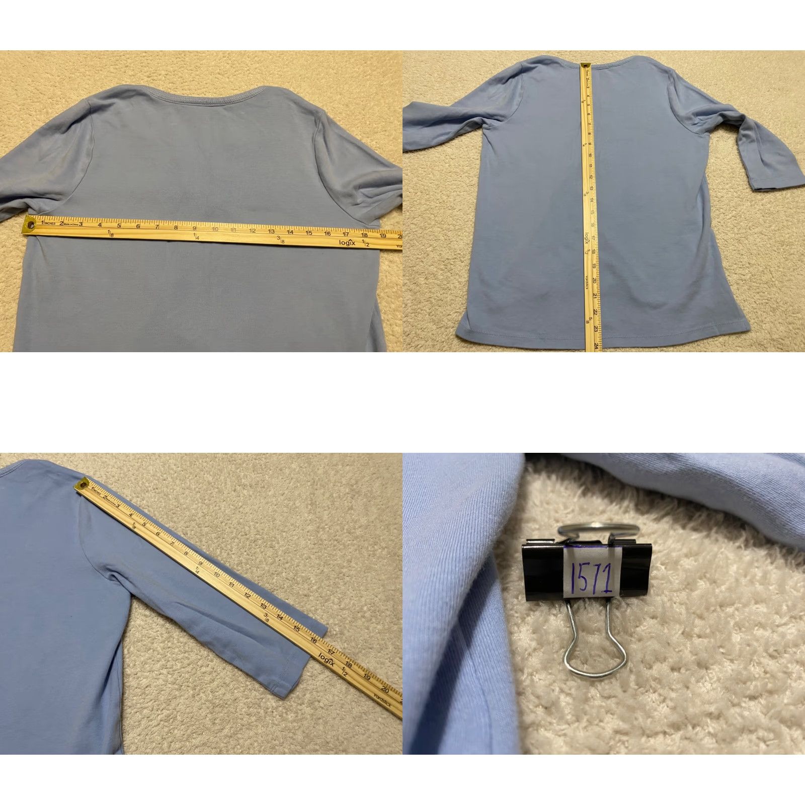 Orvis Orvis Womens Shirt Small V-Neck 3/4 Sleeve Pullover Solid Blue Cotton Blouse Womens Size S / US 4 / IT 40 - 8 Thumbnail