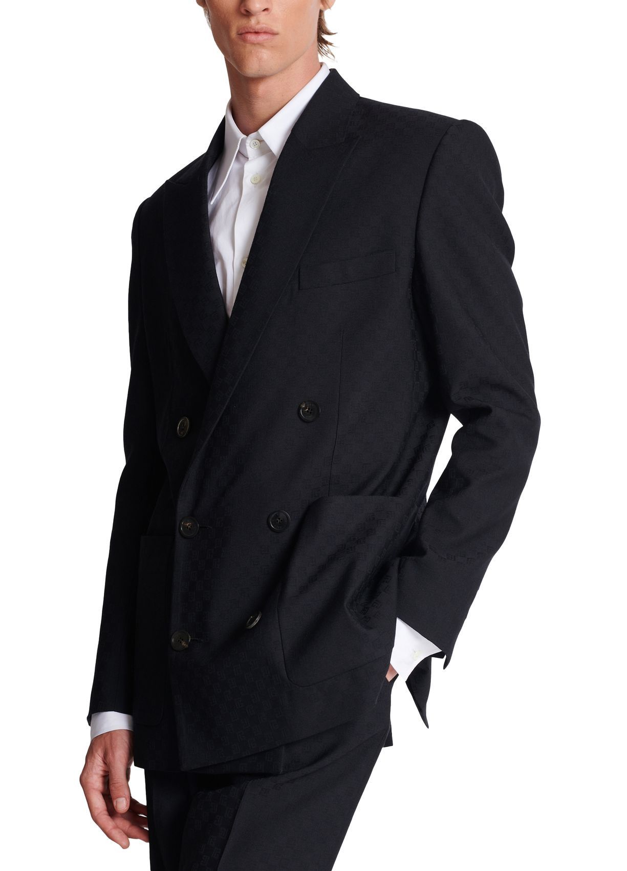 Balmain o1s1wg110125 Jacquard Monogram Blazer in Black Size US M / EU 48-50 / 2 - 7 Thumbnail