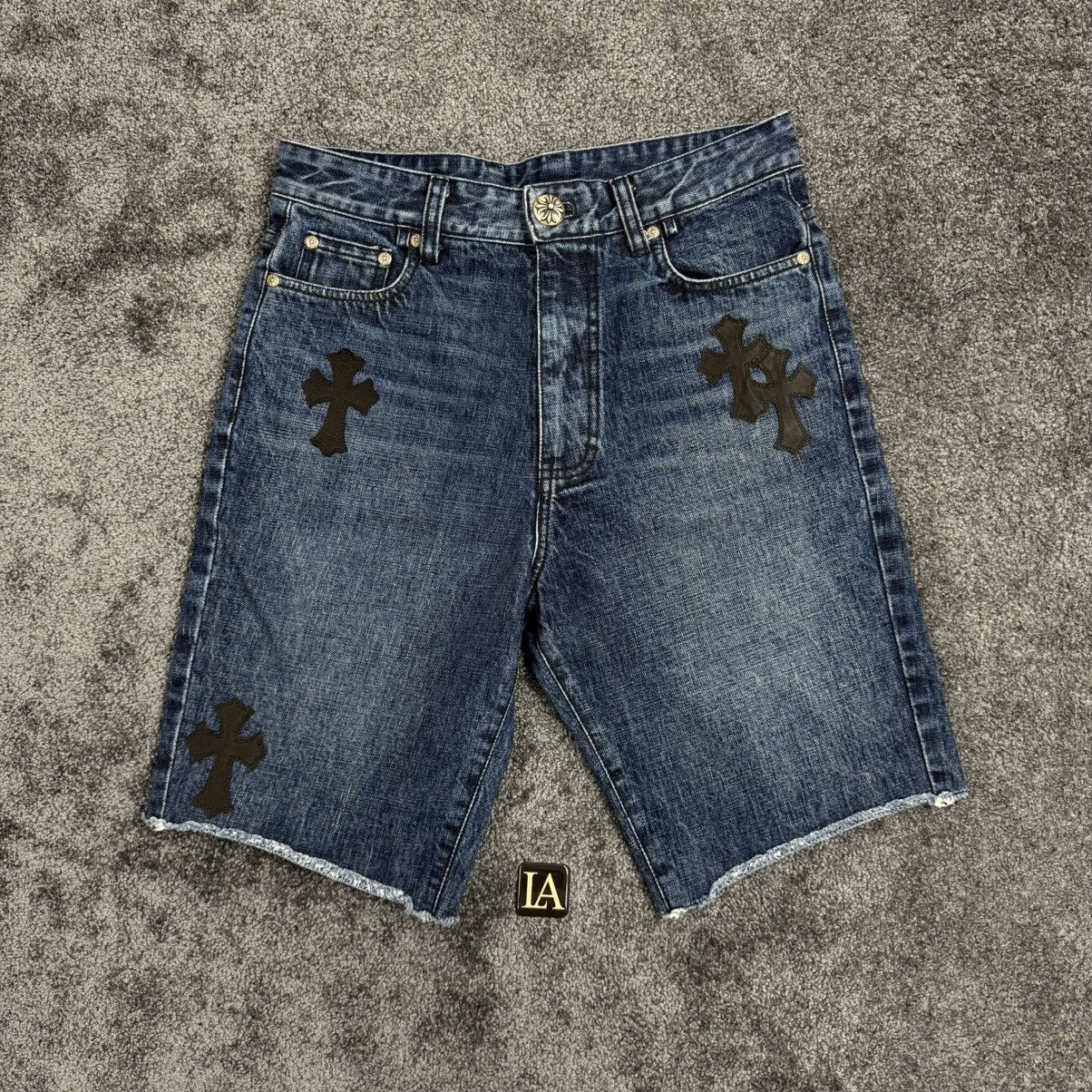 Chrome Hearts Turbo Diesel Cross Patch Jean Shorts