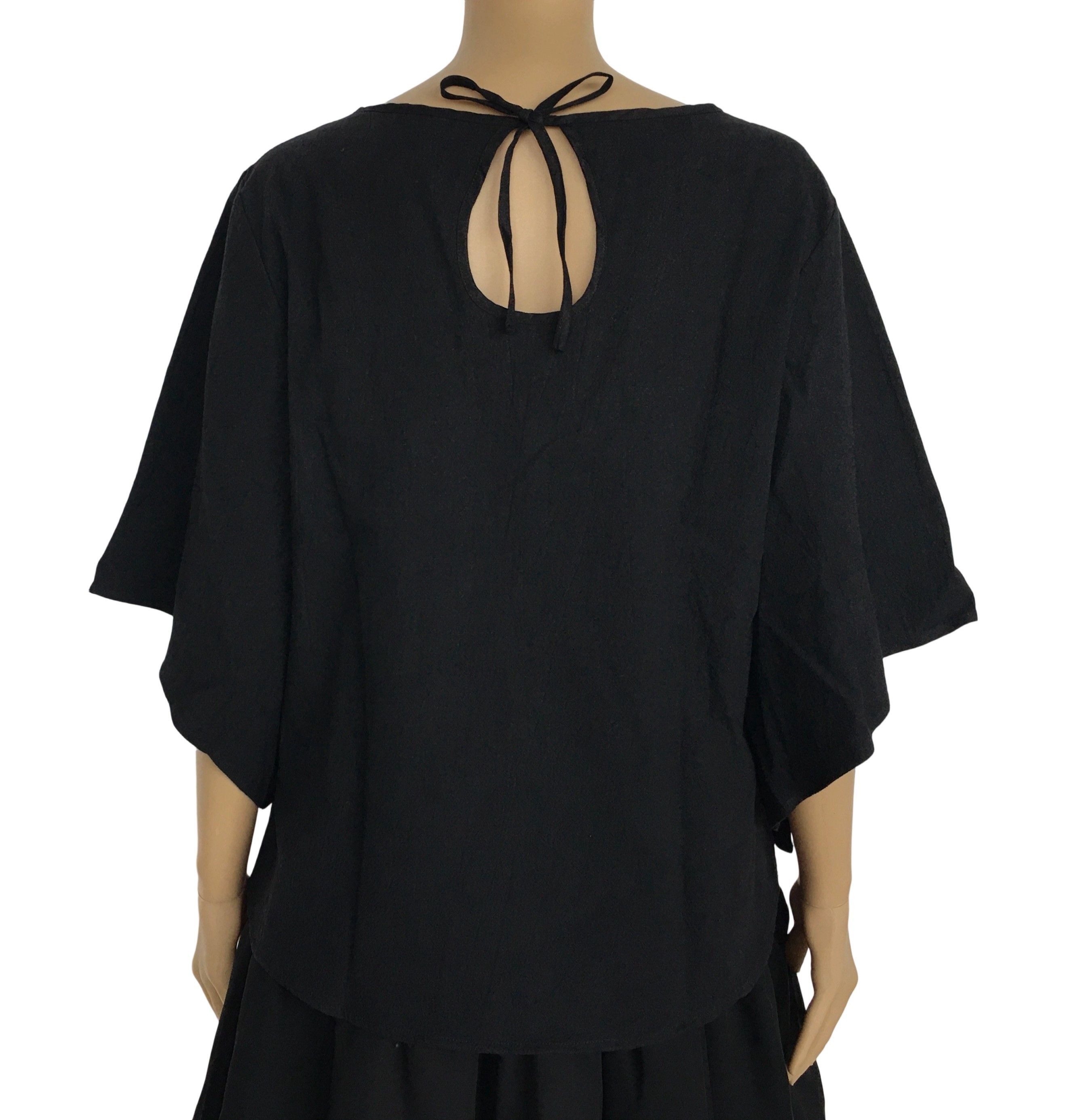 Other Black Linen Tops, Round Neck, Elegant Blouse Size L / US 10 / IT 46 - 3 Thumbnail
