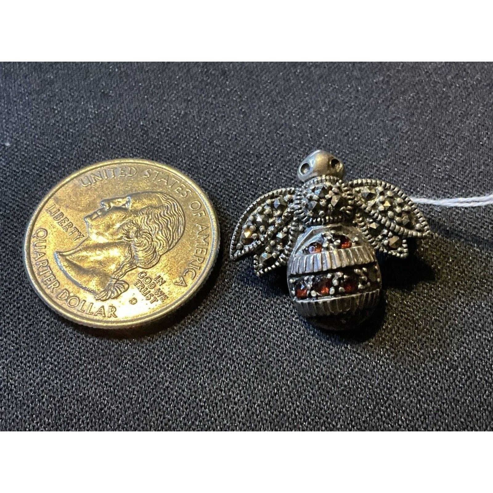 Other 925 Sterling Silver Ruby and Marcasite Brooch Size ONE SIZE - 2 Thumbnail