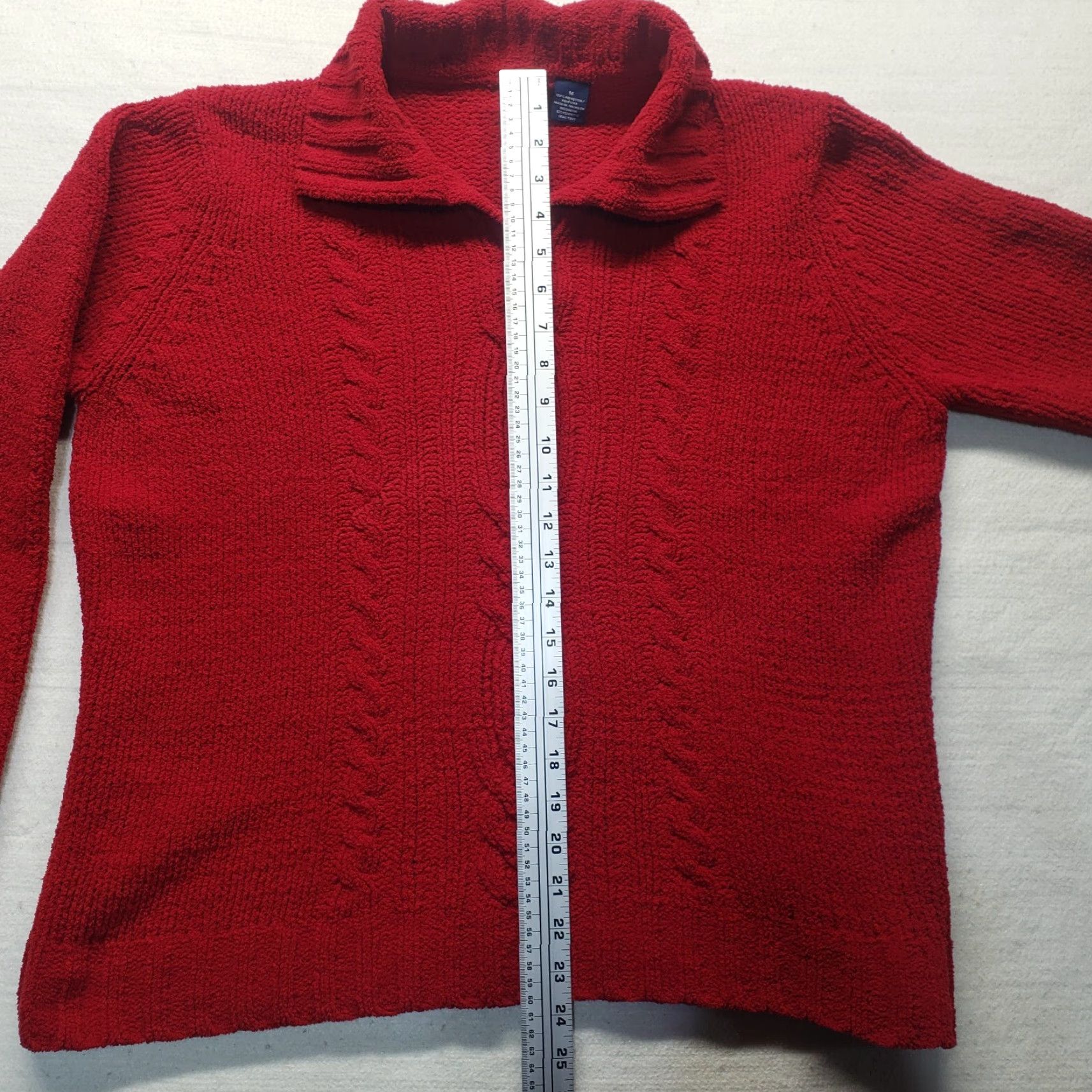 Basic Editions VINTAGE Basic Editions Sweater Shirt Women M Red Solid Cable-Knit V-Neck Pullover 90s Womens Size M / US 6-8 / IT 42-44 - 7 Thumbnail