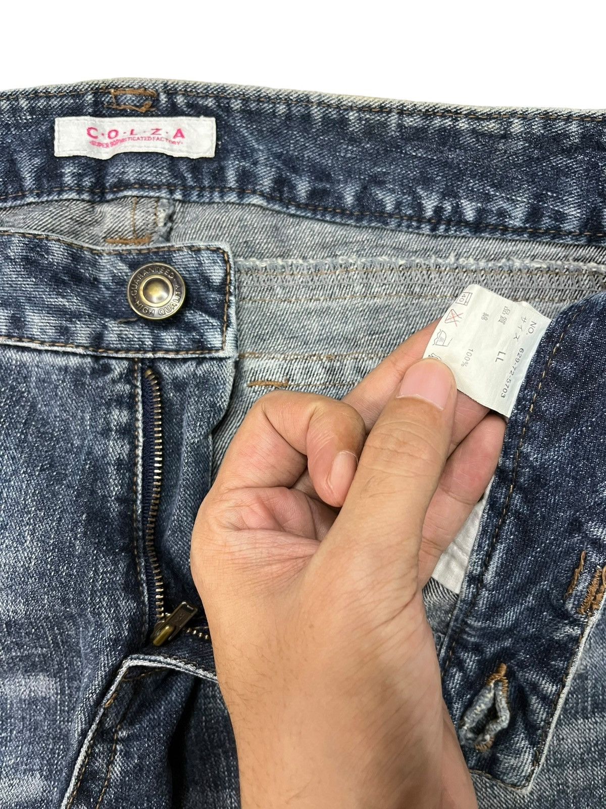 Japanese Brand × Seditionaries Vintage Japanese Brand Blue Wash Studded Flare Jeans Size 31" - 9 Thumbnail