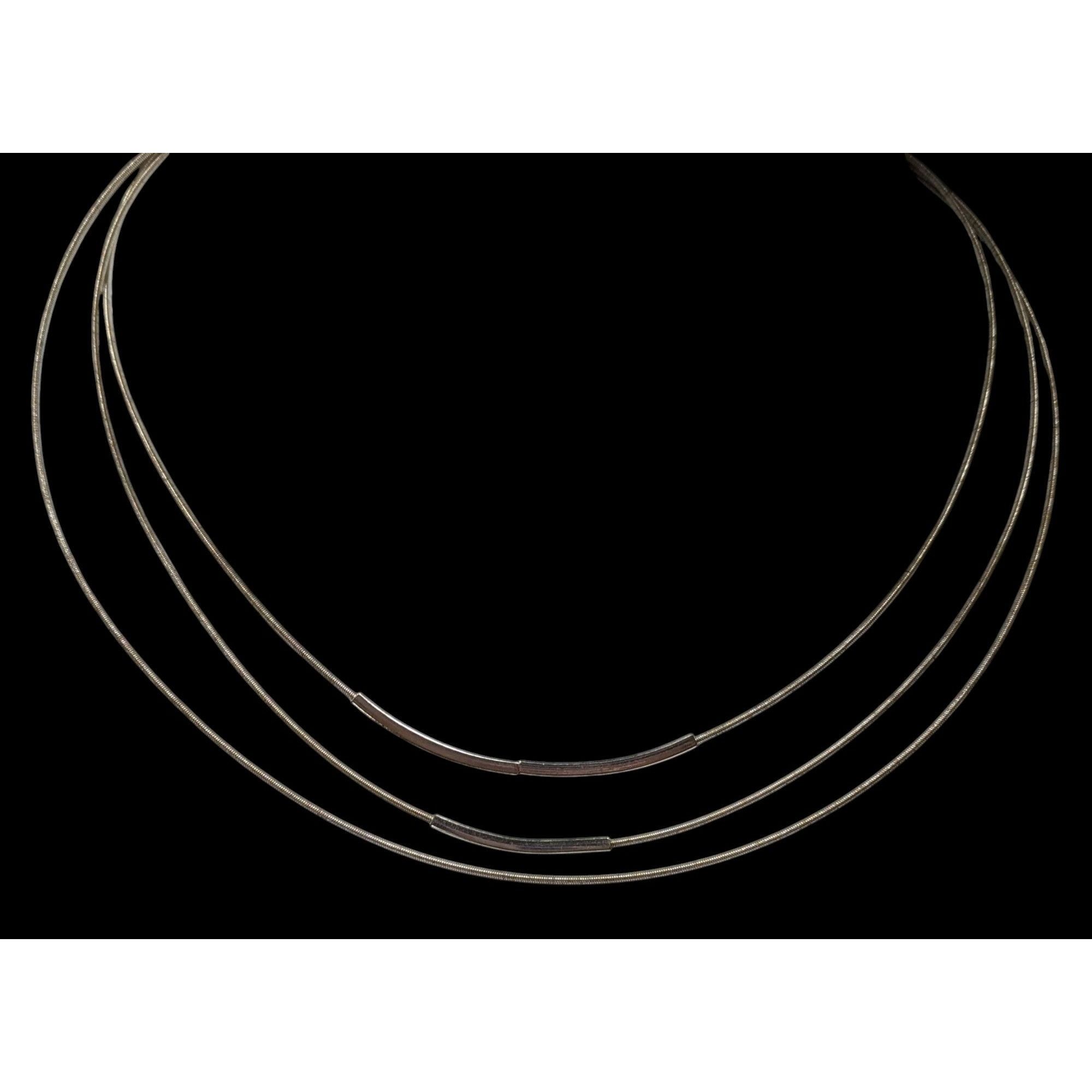 Other Modern Layered Silver Tone Coil Wire Necklace With Tube Bead Size ONE SIZE - 4 Thumbnail