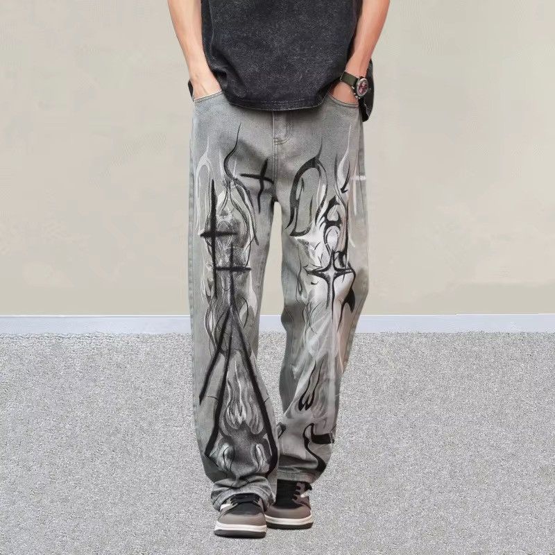 Japanese Brand Flame Art Graphic Denim Pant Size US 29 - 5 Thumbnail