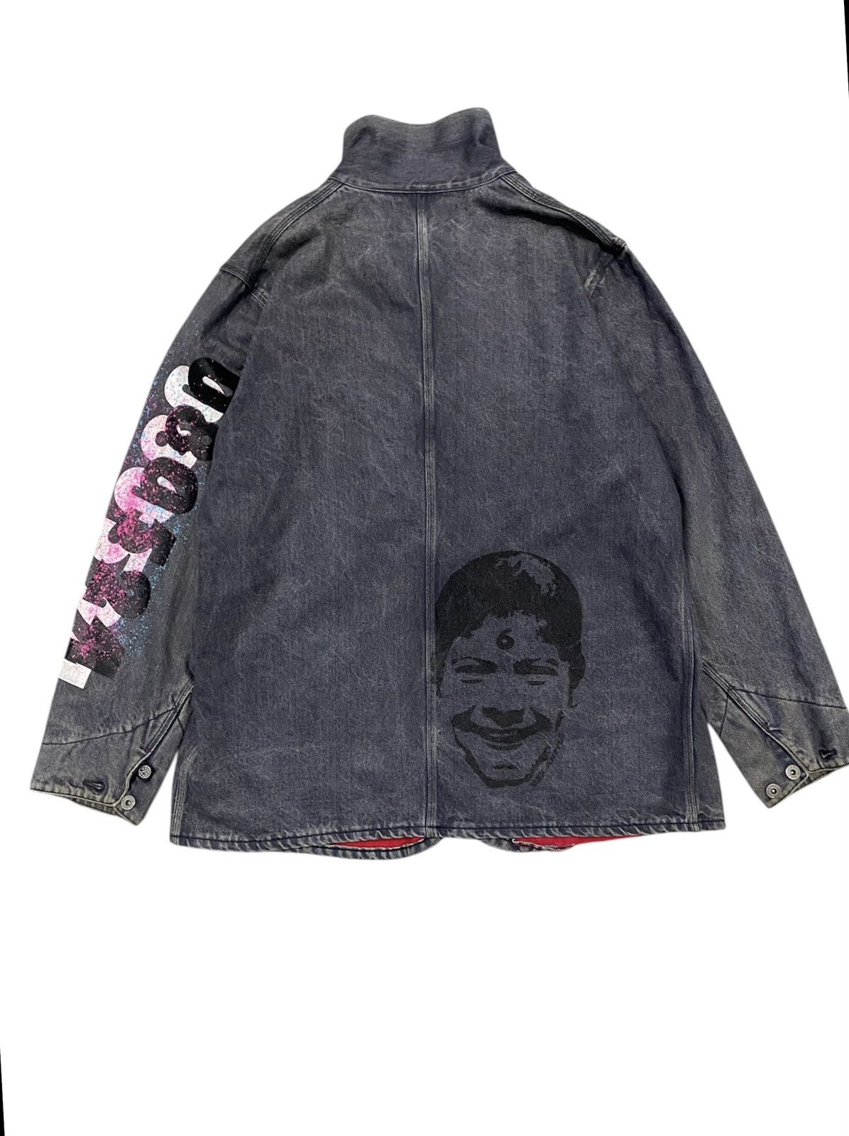 Hex Antistyle 1990s Satanic Boy face Denim Workwear Jacket Size US XL / EU 56 / 4 - 1 Thumbnail