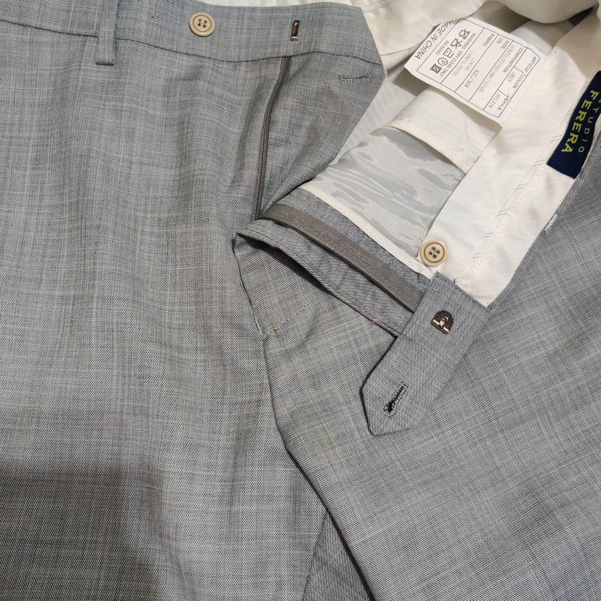 Other Studio Ferera 36 Grey Dress Pants Slim Fit Tapered Flat Fro Size US 36 / EU 52 - 4 Thumbnail