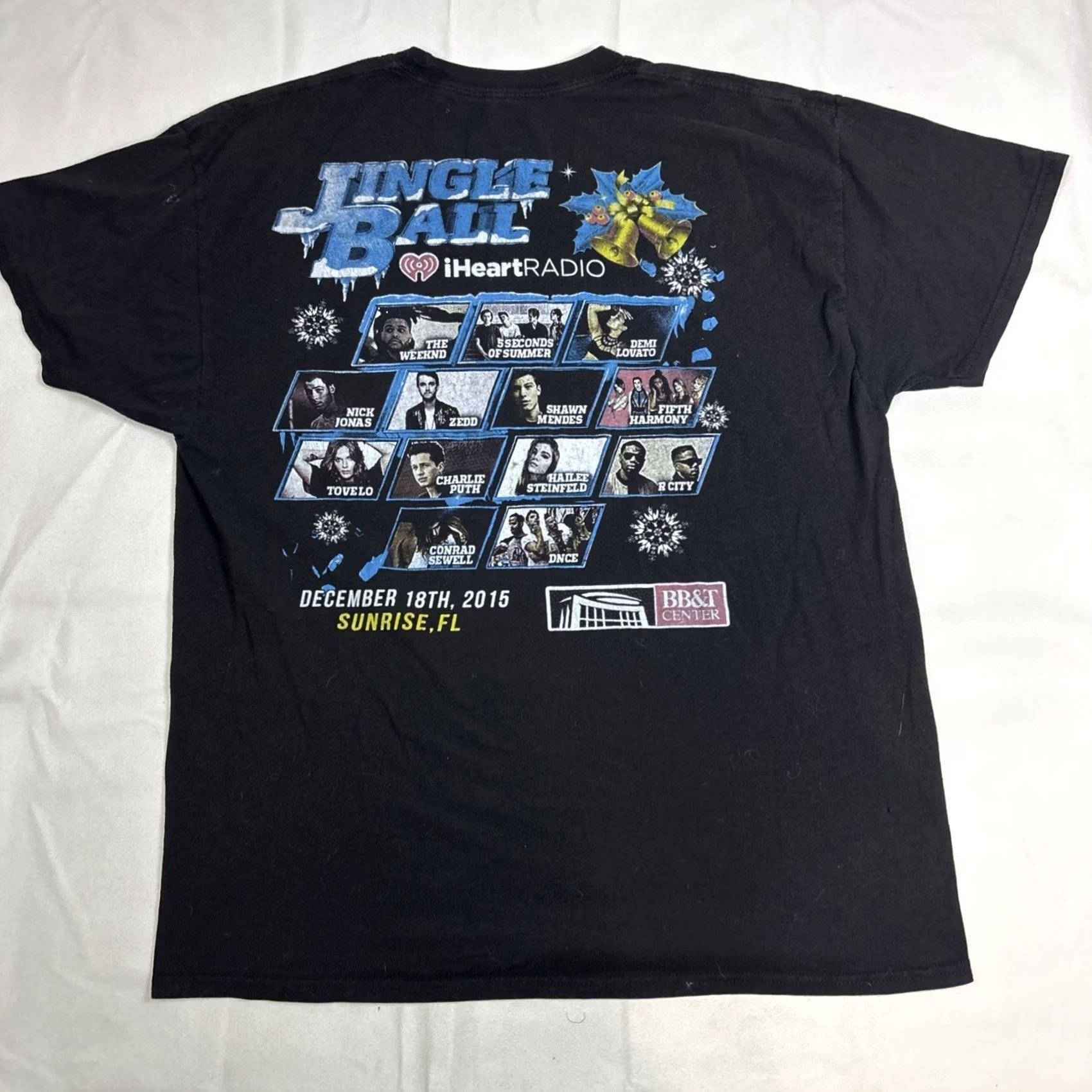 Hanes Hanes Jingle Ball Y100 Miami iHeart Radio 2015 Men’s Large Black Nick Jonas Zedd T-Shirt Mens Regular Short Sleeve Music Band Shirt Size US L / EU 52-54 / 3 - 5 Thumbnail