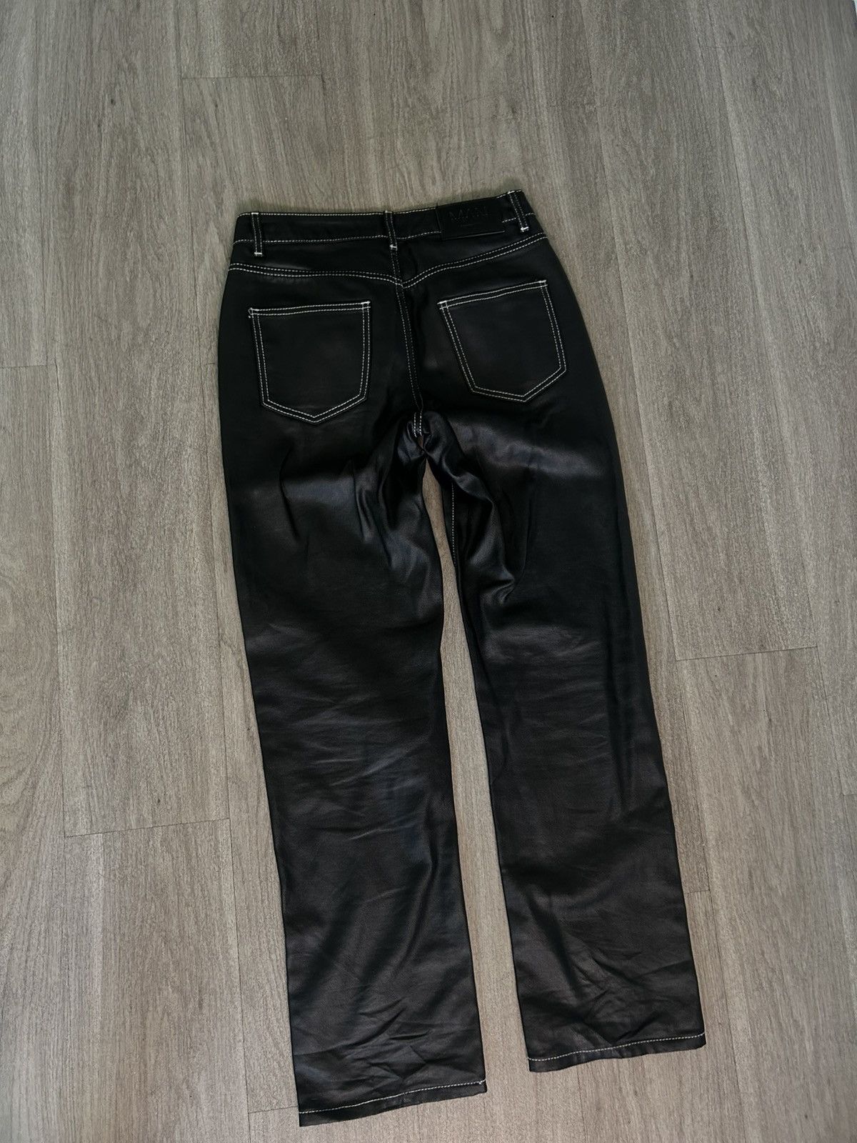 Boohoo Faux Leather Straight Leg Denim Size US 30 / EU 46 - 2 Thumbnail