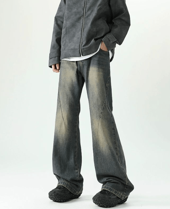 Japanese Brand Men's gradient washed distressed flared jeans Size US 32 / EU 48 - 2 Thumbnail