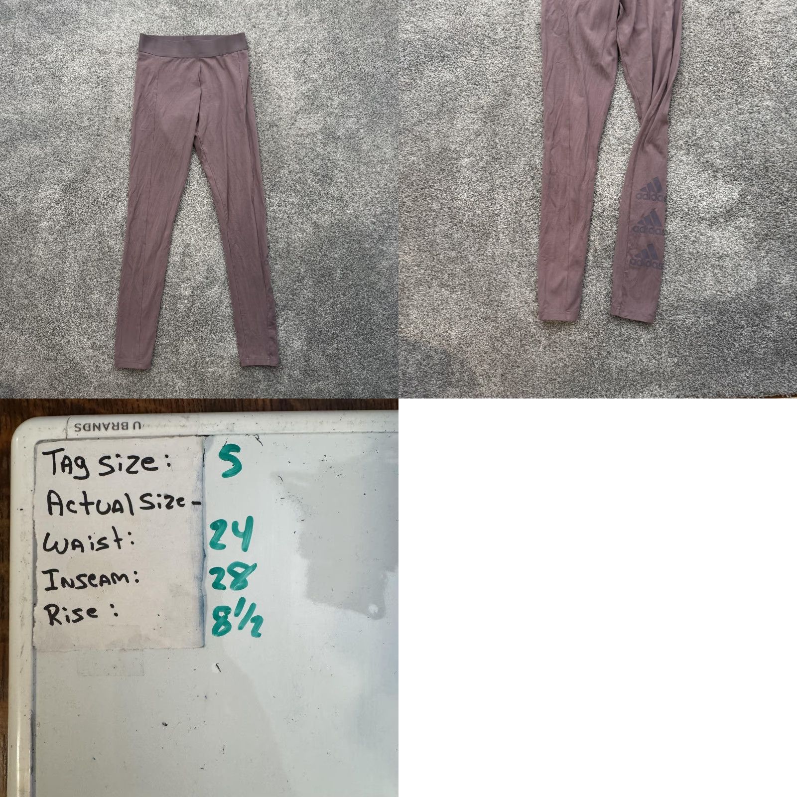 Adidas Adidas Womens Leggings Small Purple High Rise Yoga Pants Athletic Gym Stretch Size 28" / US 6 / IT 42 - 8 Thumbnail