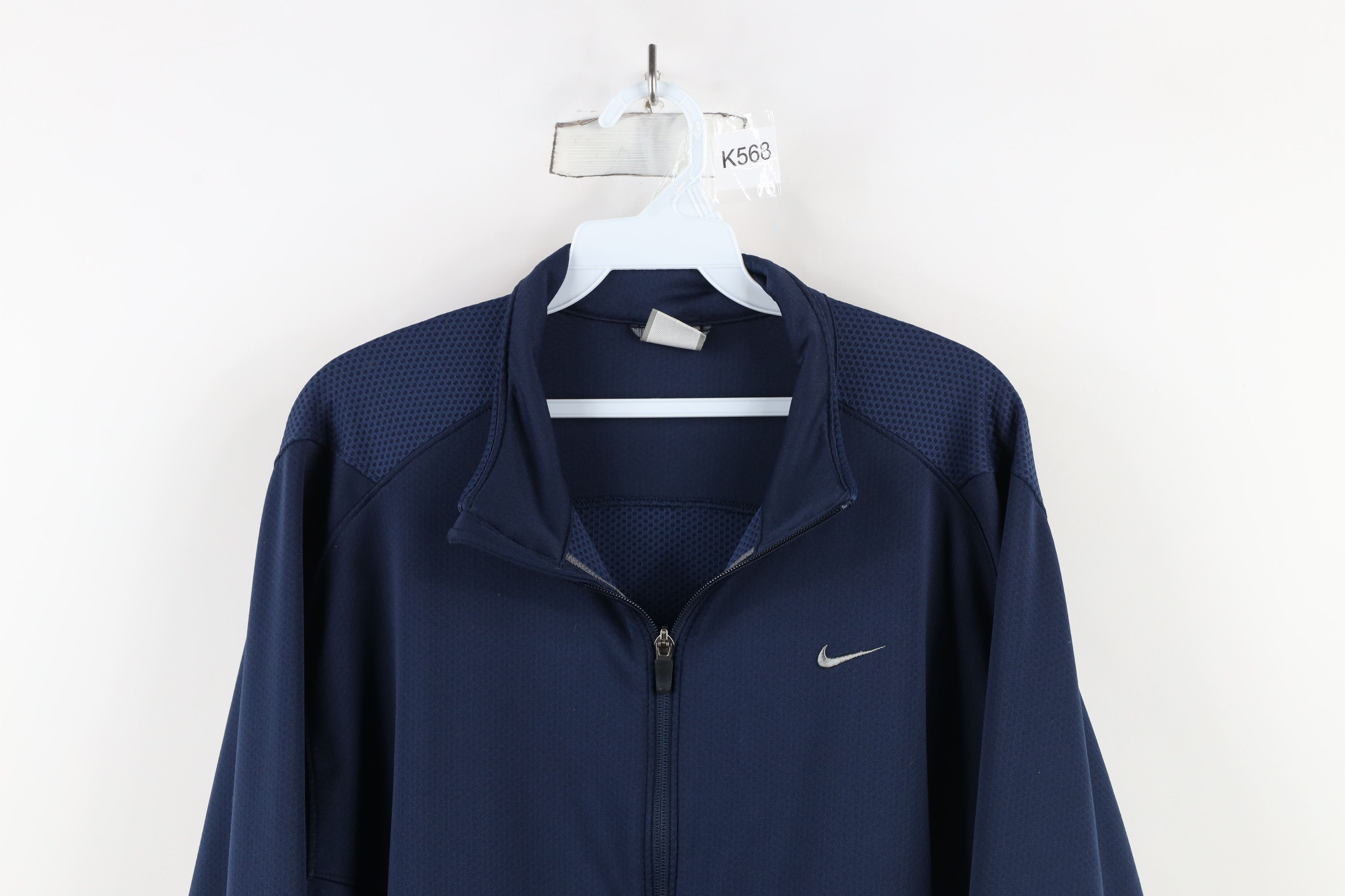 Nike × Vintage Vintage Nike Mini Swoosh Knit Full Zip Warm Up Jacket Blue Size US XL / EU 56 / 4 - 2 Thumbnail