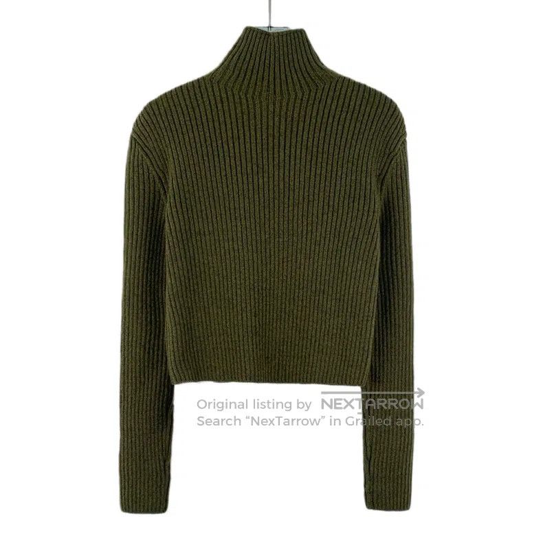 Hermes Hermes Military Green Wool High Neck Side Zip Long Sleeve Size XXS / US 00 / IT 34 - 2 Thumbnail