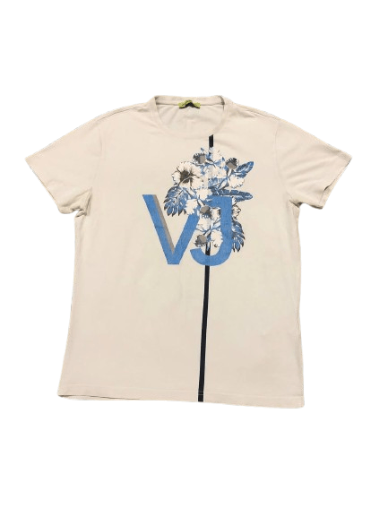Vintage Versace Jeans Big Y2K Logo White T-Shirt Size L