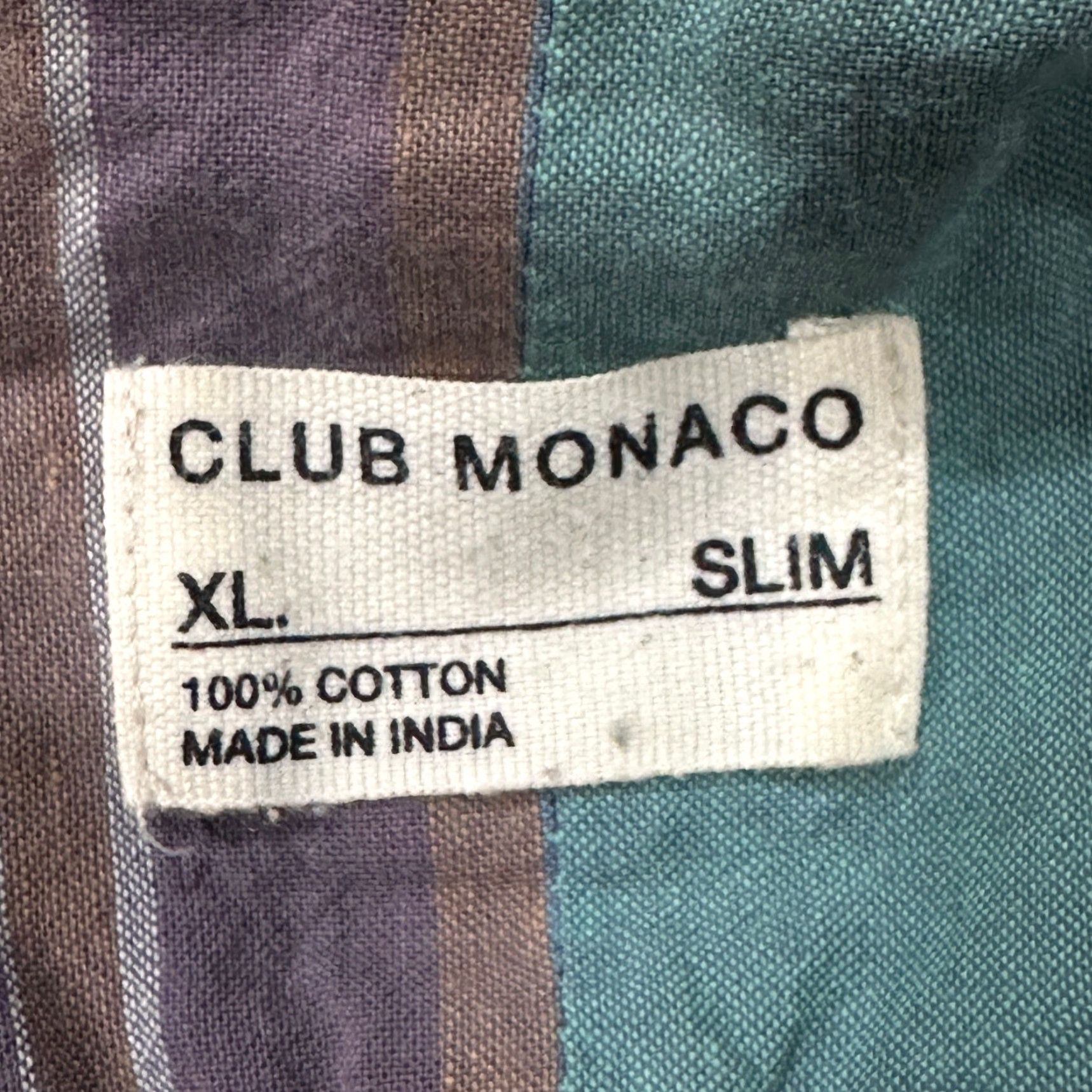 Club Monaco Club Monaco Shirt Men XL 100% Cotton Purple Green Brown Slim Fit Plaid Preppy Button-Up Casual Professional (No extra text) Size US XL / EU 56 / 4 - 7 Thumbnail