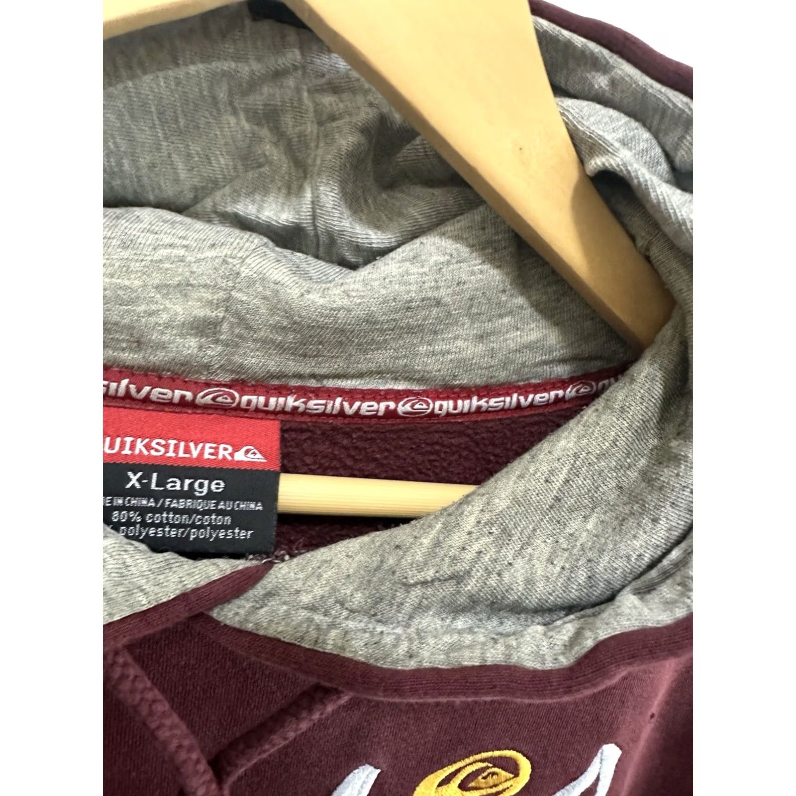 Quiksilver VINTAGE Quiksilver Hoodie Sweatshirt Maroon XL Y2K Surf Skate Faded Worn Distressed Mens Size US XL / EU 56 / 4 - 7 Thumbnail