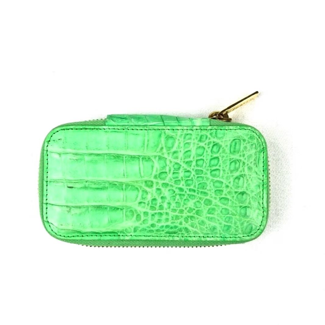 Versace VINTAGE Gianni Versace Keychain Wallet Crocodile Alligator Lime Green Mens Wallet Accessories Size ONE SIZE - 3 Thumbnail