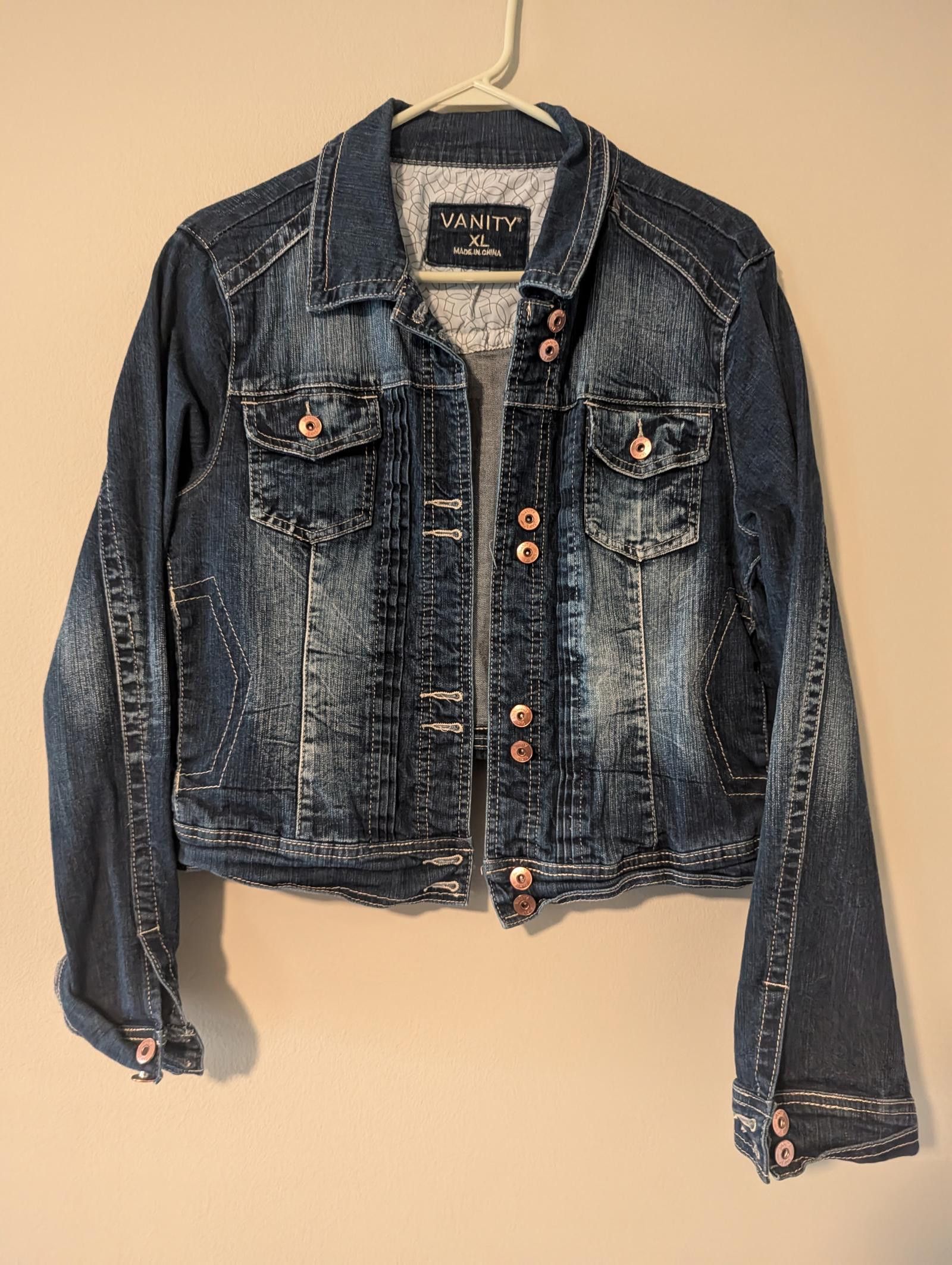 Saint Vanity Vintage Vanity Women's Cropped Denim Jacket - Size XL Size XL / US 12-14 / IT 48-50 - 1 Thumbnail