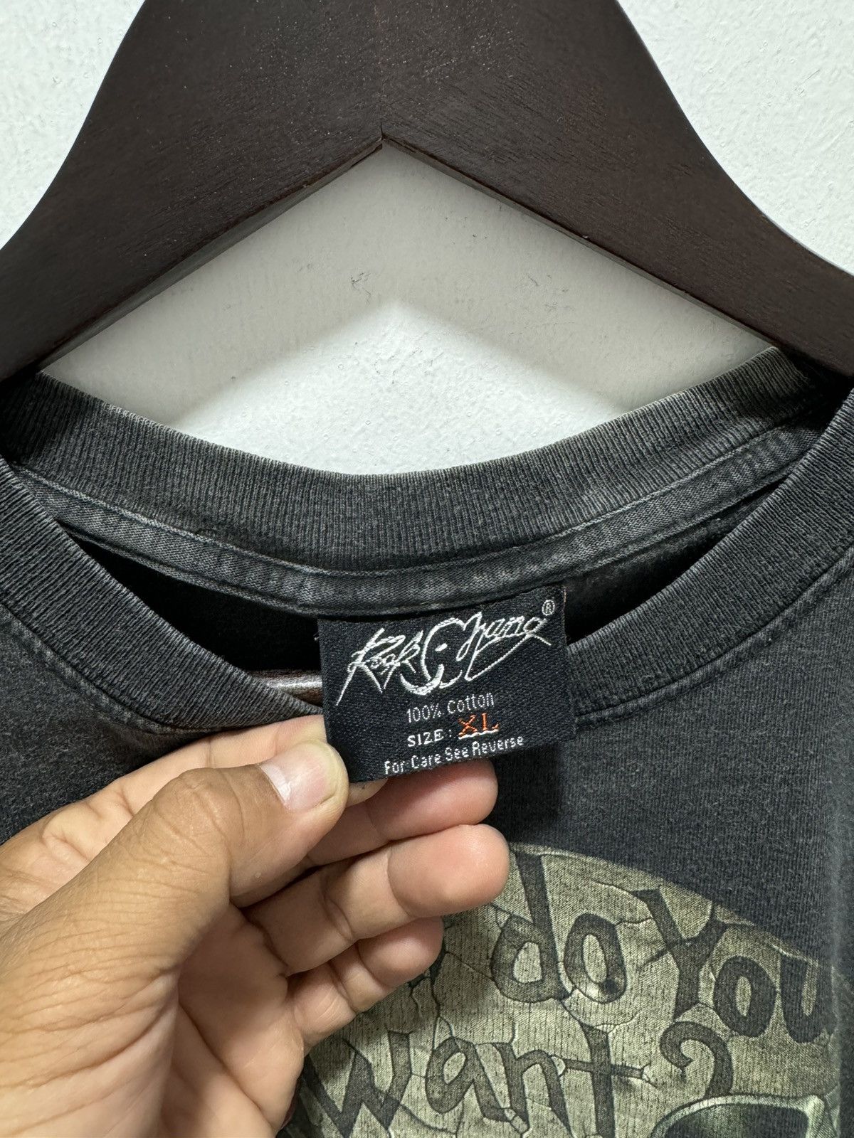 Vintage ROCK CHANG GUN n ROSES SKULLS MIRROR OVERPRINT BOOTLEG L/S Size US XL / EU 56 / 4 - 12 Thumbnail