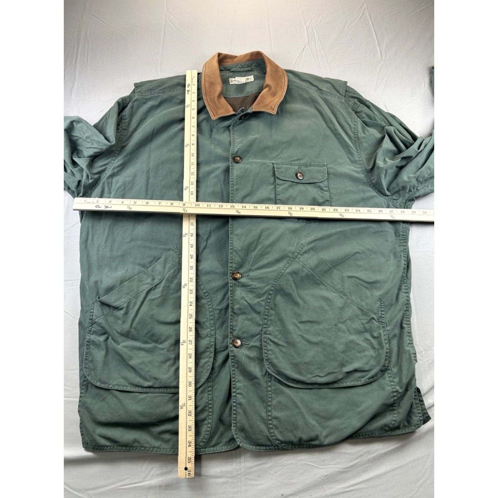 Banana Republic VINTAGE Banana Republic Coat XL Men Leather Collar Green 90s Safari Chore Barn Overcoat Size US XL / EU 56 / 4 - 6 Thumbnail