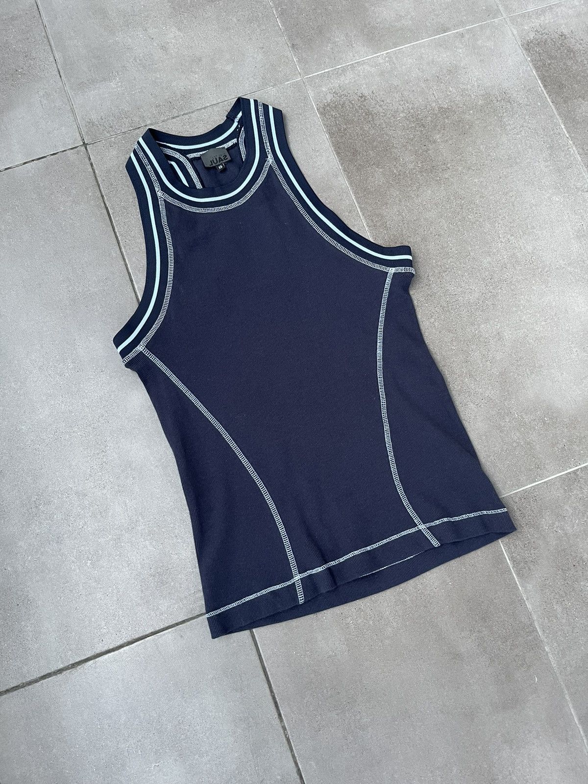 Saul Nash !DS! SS23 Saul Nash Navy Overlock Stitch Tank Top Size US XS / EU 42 / 0 - 10 Thumbnail