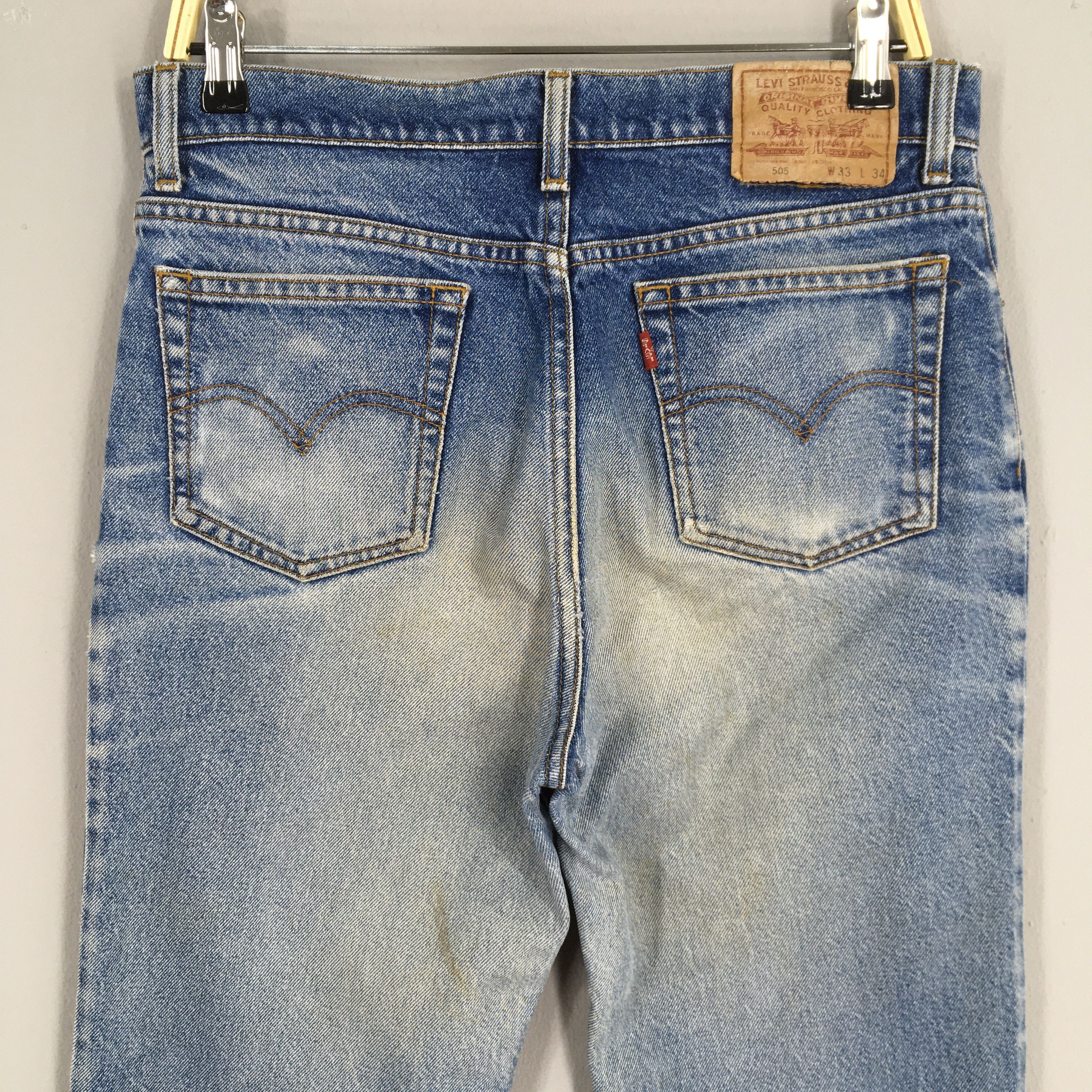 Levi's Size 31x28 Vintage 90s Levi's 505 Faded Blue Jeans S1031 Size US 31 - 9 Thumbnail