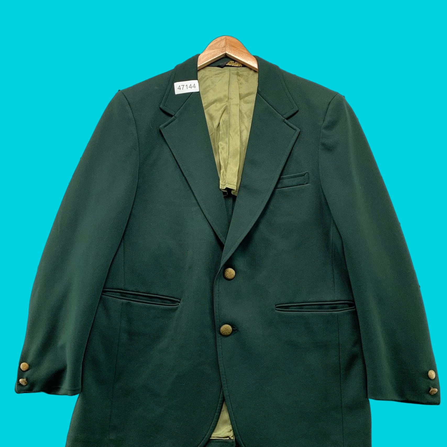 Vintage VINTAGE Palm Beach Blazer Mens 42 Green Gold Button USA Amalgamated Union Tag Blazer Size 42R - 1 Thumbnail