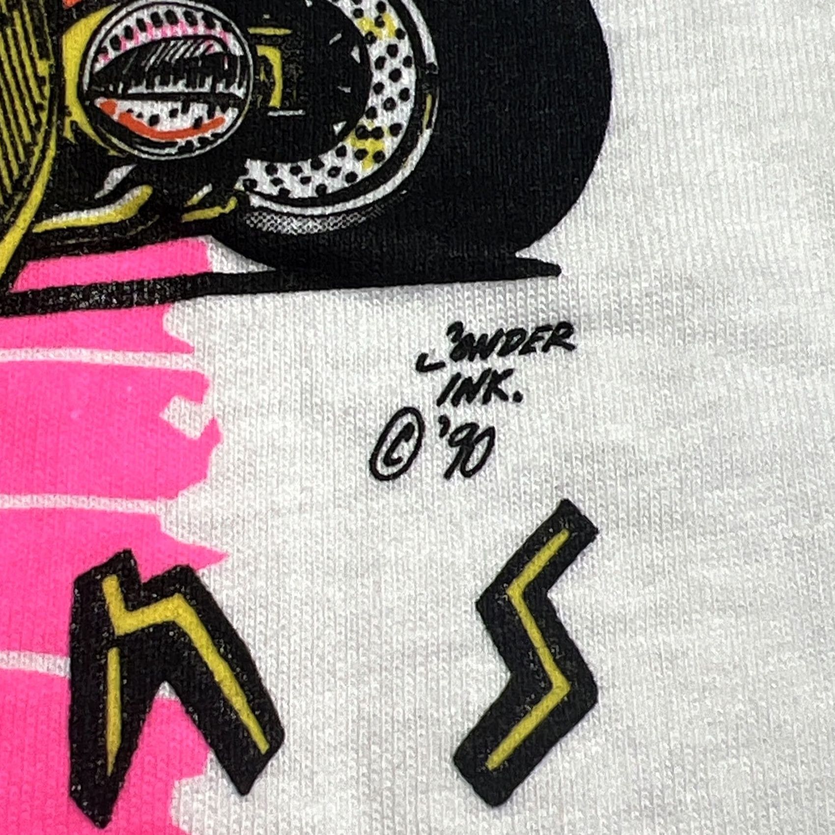 Hanes VINTAGE Hanes Hot Rods T Shirt Sweat Neons USA White Small Short Sleeve Crew Neck Men 1990s Single Stitch Cotton Size US S / EU 44-46 / 1 - 4 Thumbnail