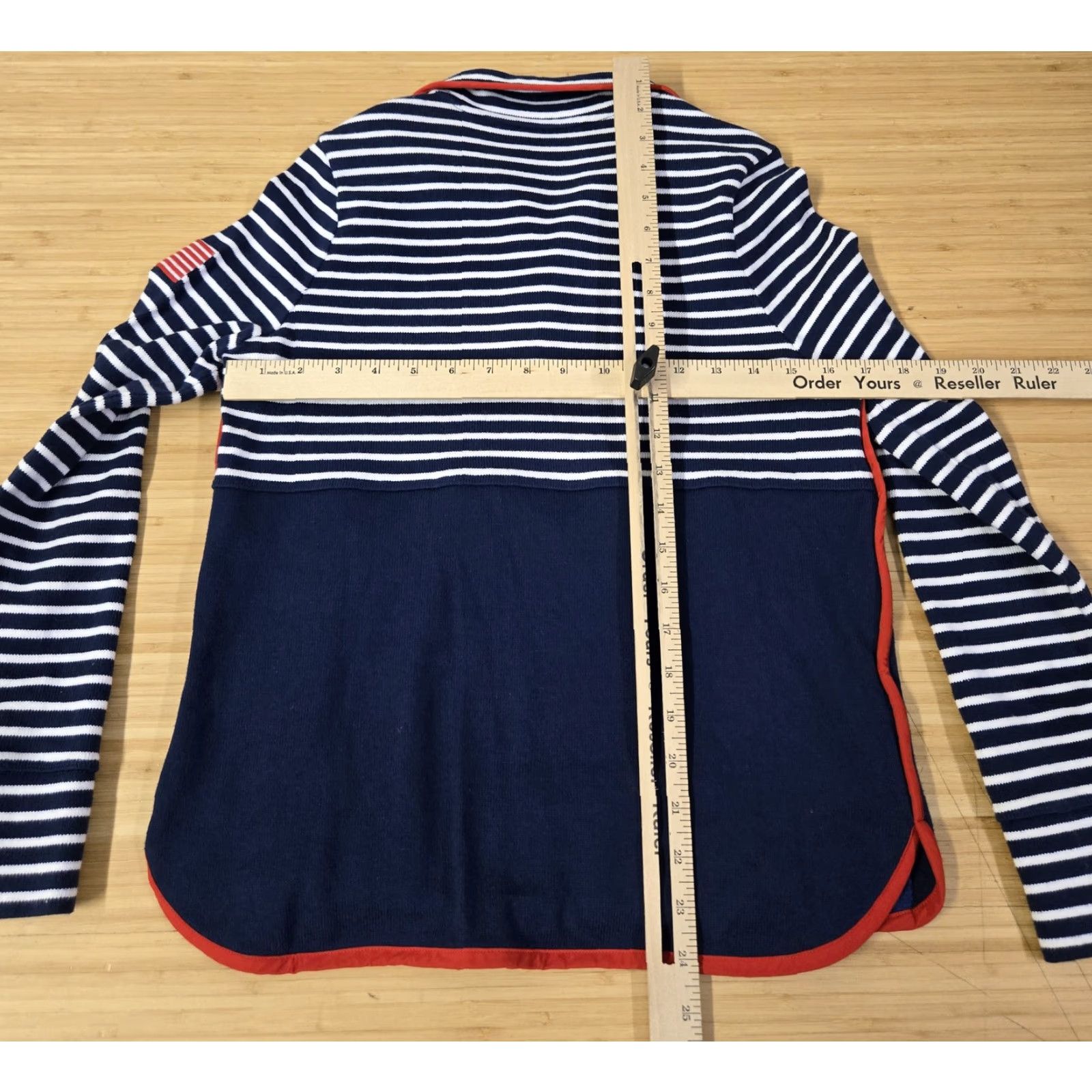 Vineyard Vines Vineyard Vines Pullover Womens XS Blue White Striped USA Flag Patriotic Patch Embroidered Kangaroo Pockets Collared 4th July Shirt Size XS / US 0-2 / IT 36-38 - 6 Thumbnail