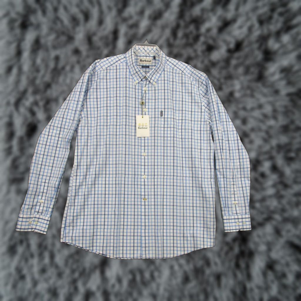 Barbour Barbour Shirt Mens 2XL Blue White Tattersall Plaid Button Down Tailored Fit Size US XXL / EU 58 / 5 - 1 Thumbnail