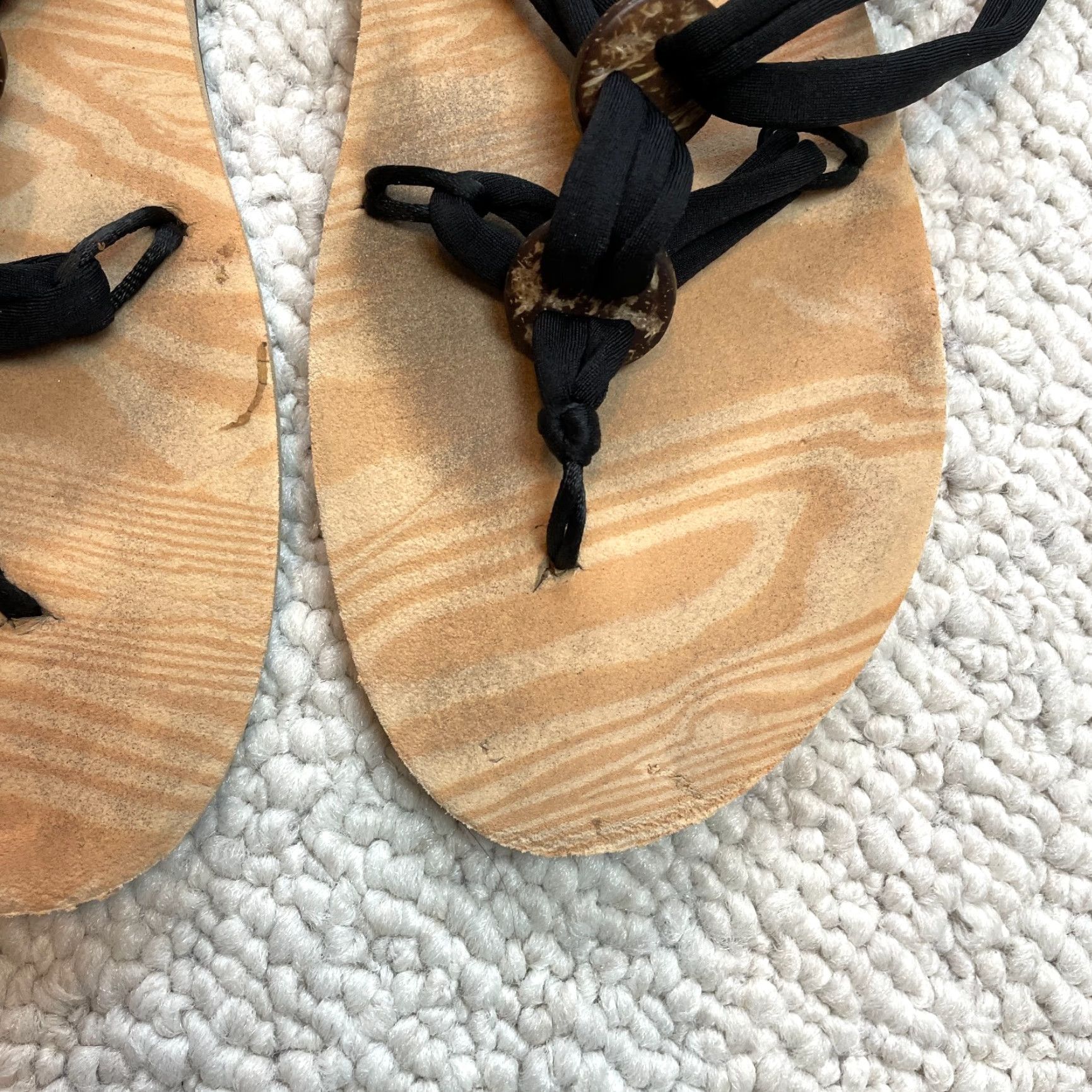 Vintage Unbranded Sandals Womens 8.5 Brown Strappy Faux Leather Comfort Flat Slip On Beach Size US 8.5 / IT 38.5 - 4 Thumbnail