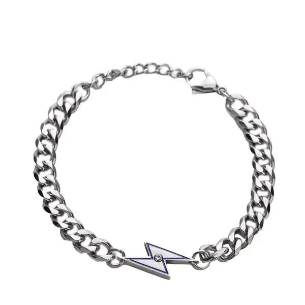 Jewelry Silver Chain Lightning Bolt Bracelet, Chunky Link Bracelet Size ONE SIZE - 4 Thumbnail