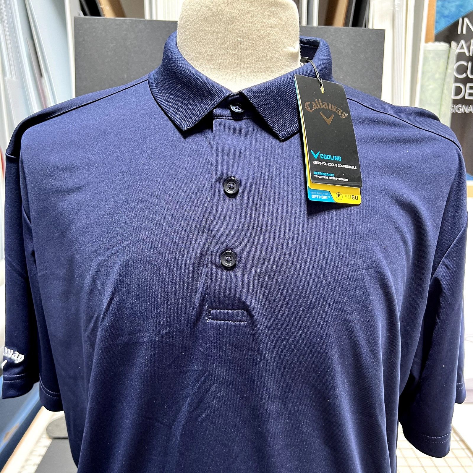 Callaway Callaway Mens Opti-Dri S/S Collared Peacoat Polo Shirt SZ L Size US L / EU 52-54 / 3 - 1 Thumbnail