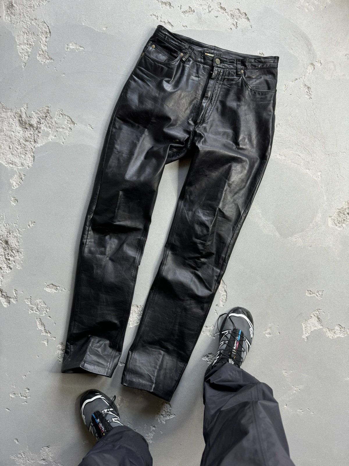 Genuine Real Leather Black Pant Vintage Rock Punk Hype Y2k