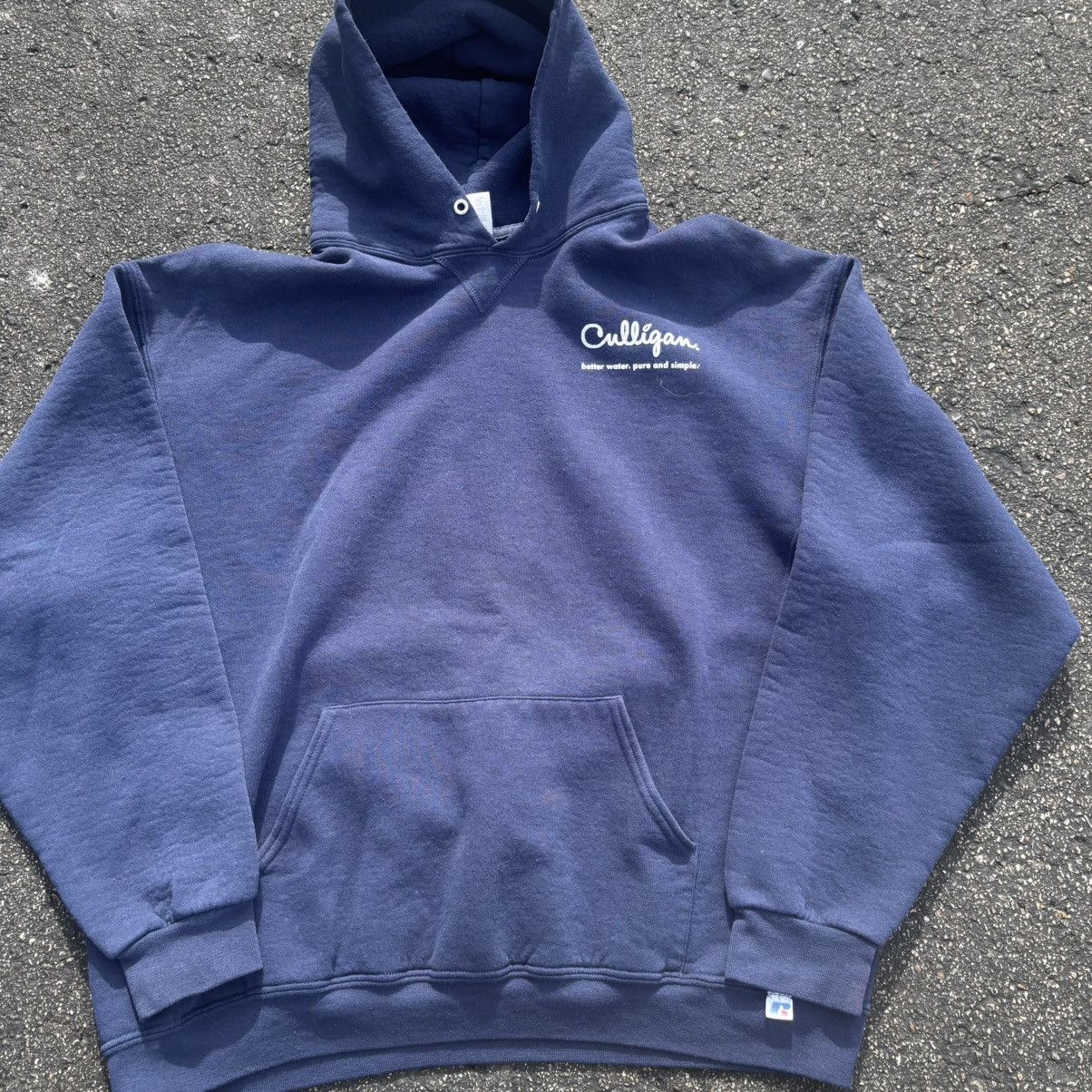 Russell Athletic Y2K 2000s Navy Sunfaded Russell Atheltic Hoodie Size US XL / EU 56 / 4 - 1 Thumbnail