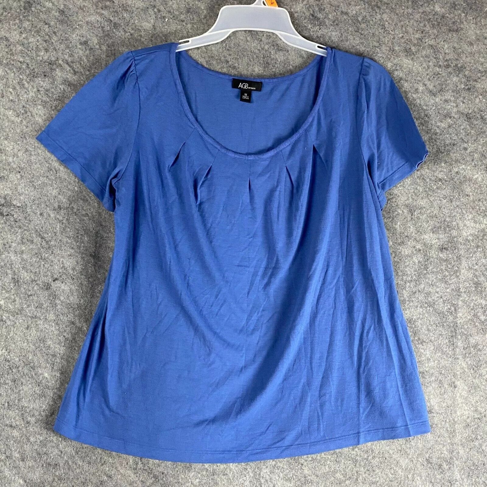 Other AGB Blouse 1X Women's Short Sleeve Blue Polyester Blend Size ONE SIZE - 1 Thumbnail