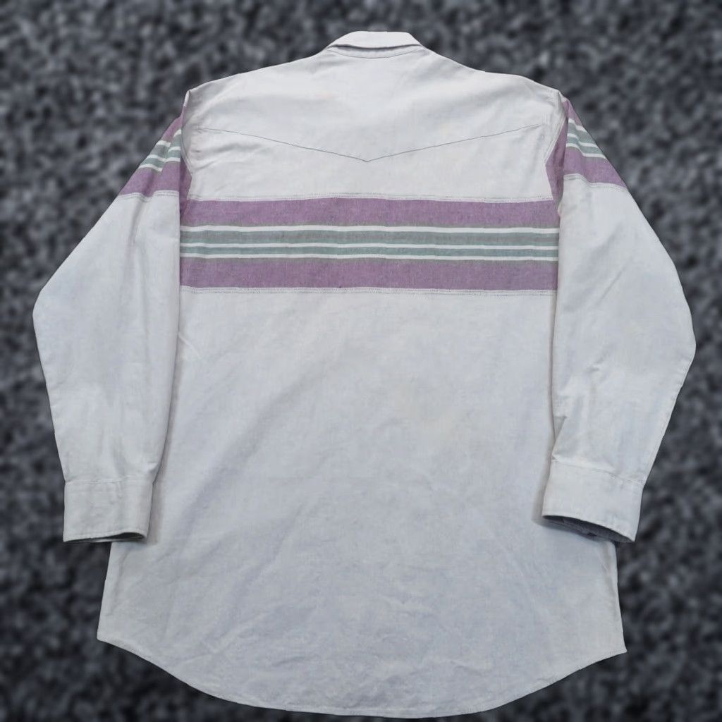 Roper VINTAGE Roper Shirt Mens XL Gray Green Purple Stripe Long Sleeve Western Button Down Shirt Size US XL / EU 56 / 4 - 1 Thumbnail