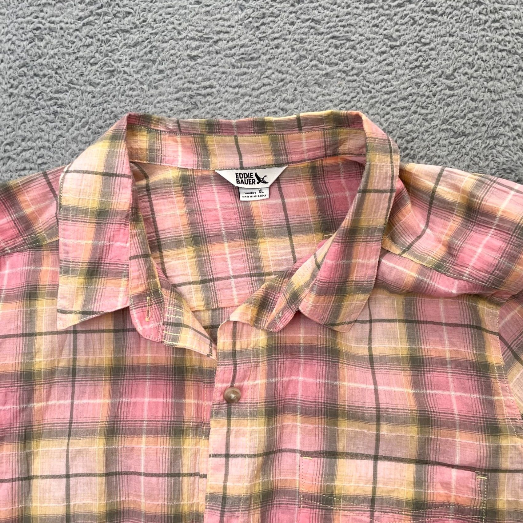 Eddie Bauer Eddie Bauer Shirt Womens XL Pink Plaid Cotton Stretch Button Up Pleated Size XL / US 12-14 / IT 48-50 - 6 Thumbnail