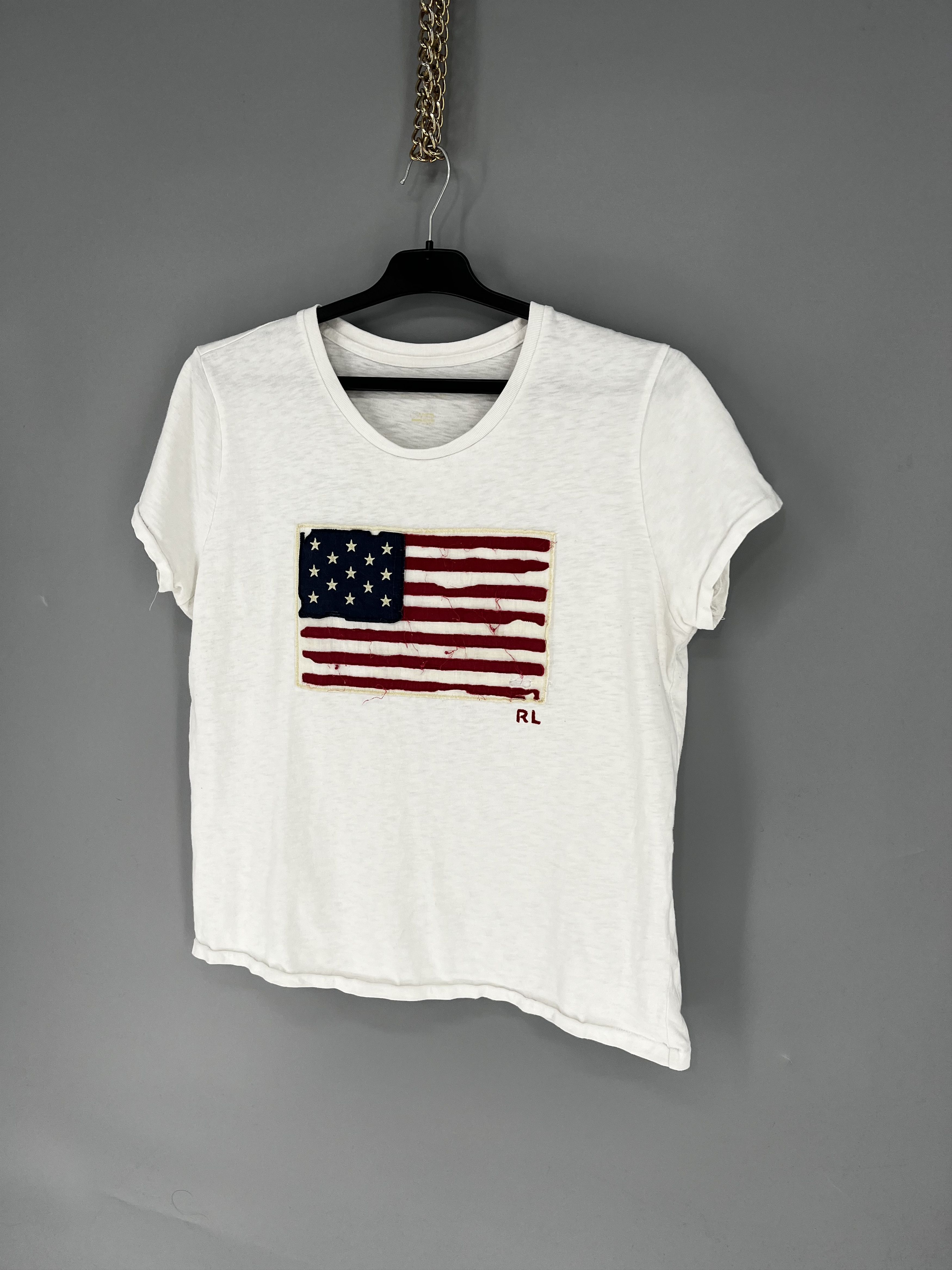 Polo Ralph Lauren Ralph Lauren White cotton crew-neck T-shirt with flag patch Size L / US 10 / IT 46 - 3 Thumbnail