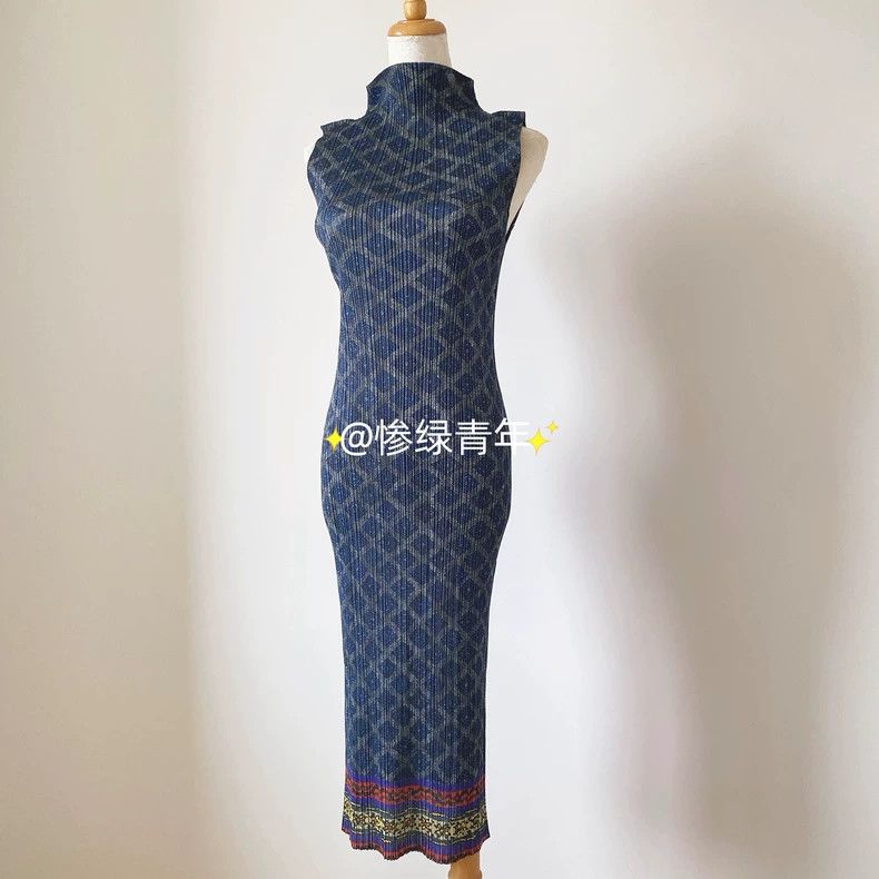 Issey Miyake Issey Miyake size:3 Retro navy blue diamond-patterned plea Size L / US 10 / IT 46 - 3 Thumbnail