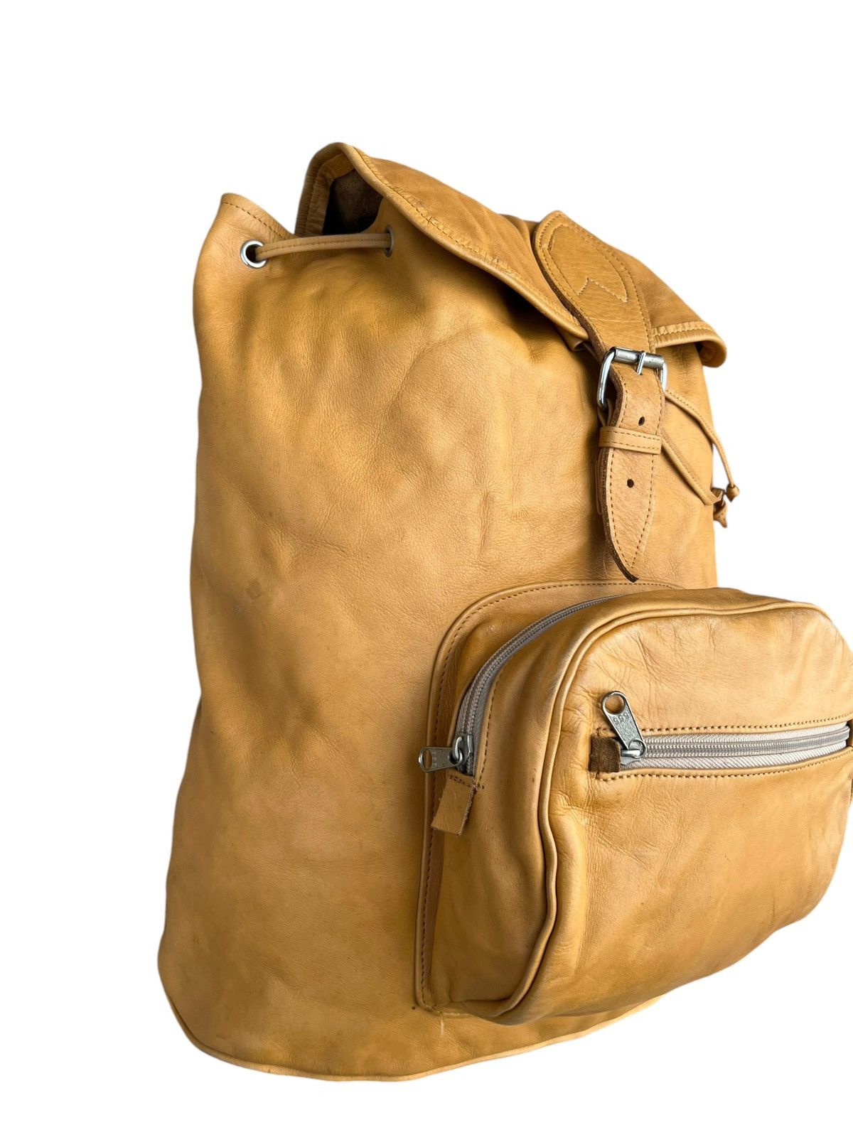 Leather Vintage Unknown Japan Brand Patina Leather Backpack Bag Size ONE SIZE - 7 Thumbnail