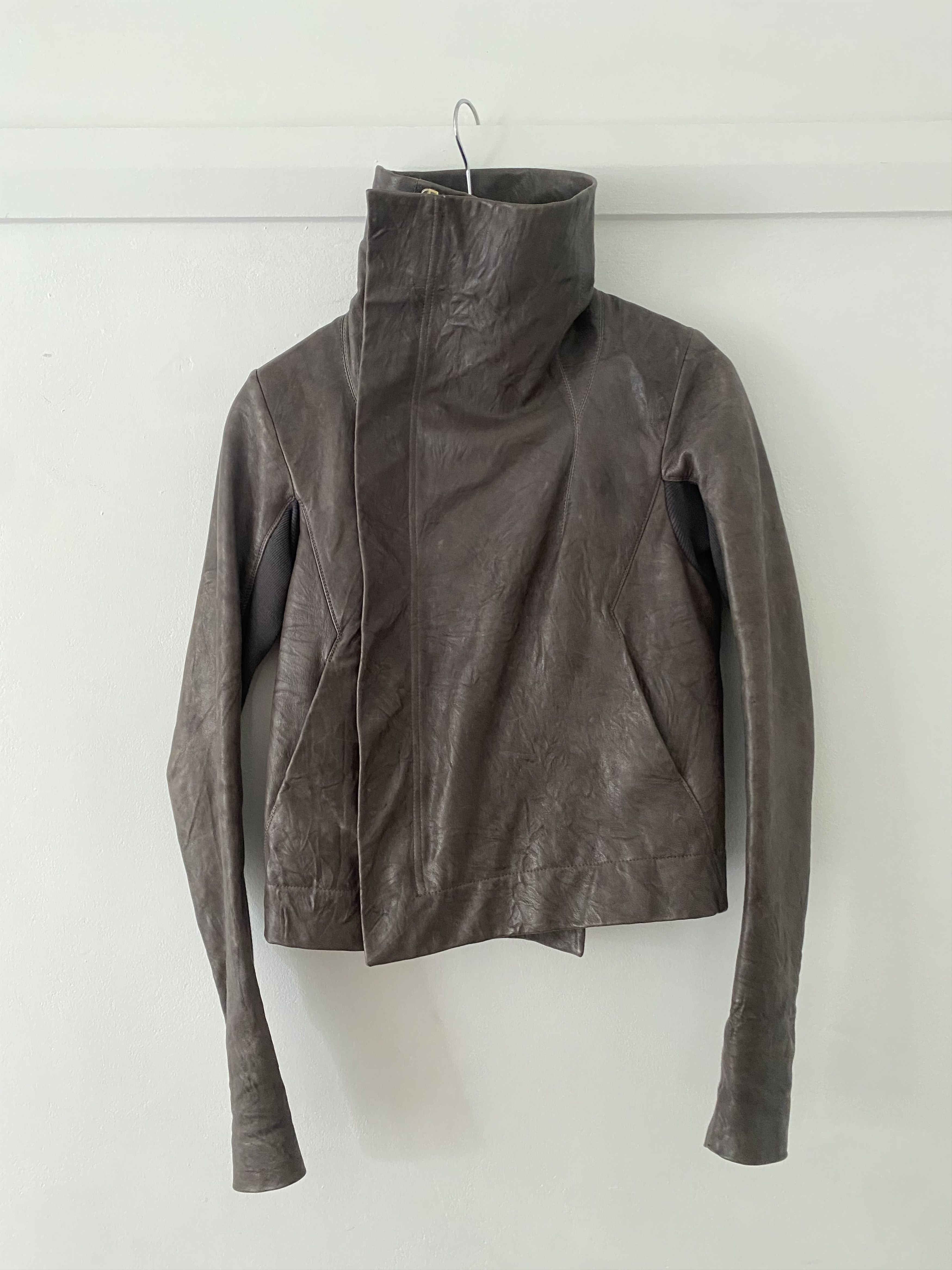 Rick Owens Rick Owens AW13 “Plinth” Funnel Neck Leather Jacket – IT 44 Size S / US 4 / IT 40 - 2 Thumbnail
