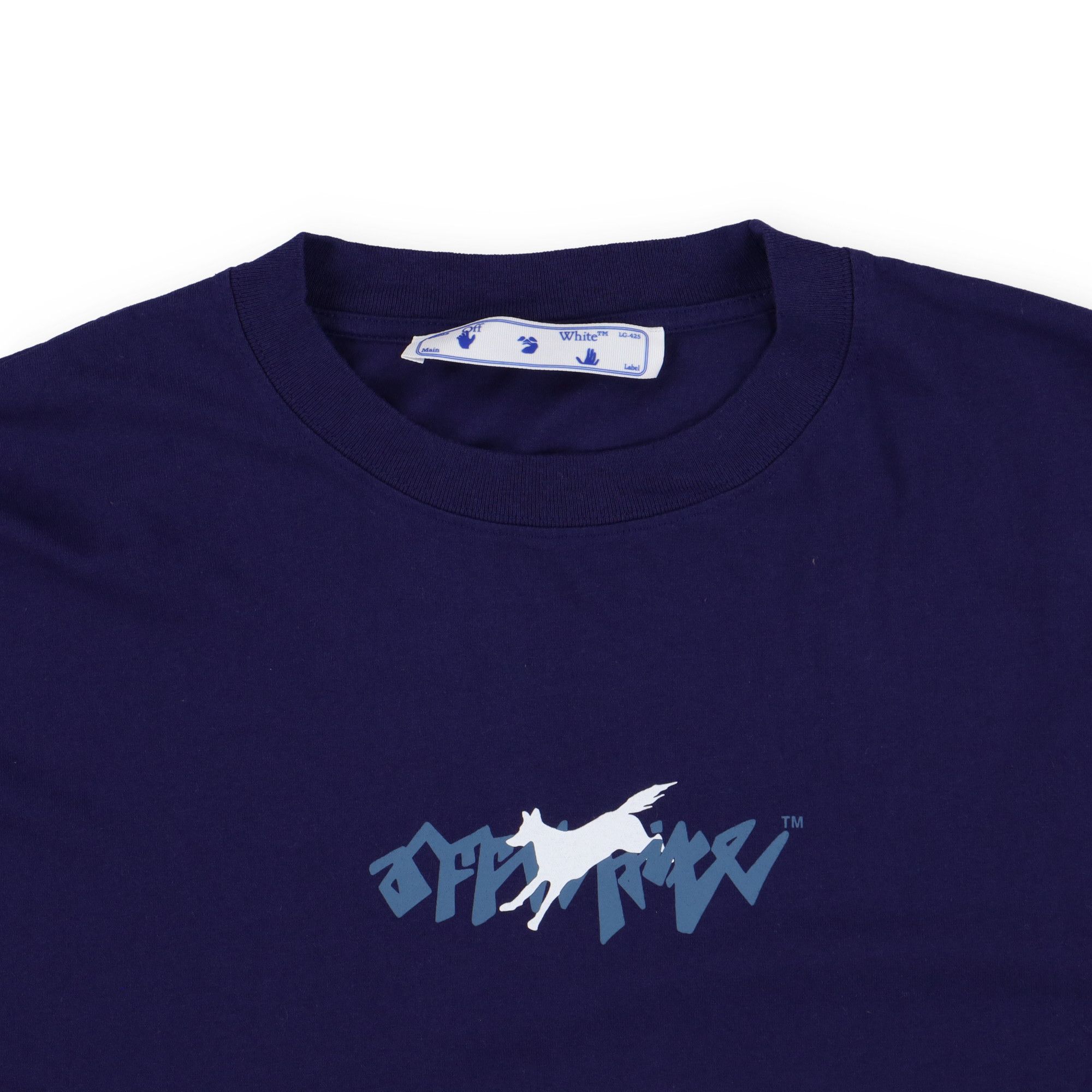 Off-White Blue Running Wolves Logo Oversized T-Shirt Size US M / EU 48-50 / 2 - 6 Thumbnail