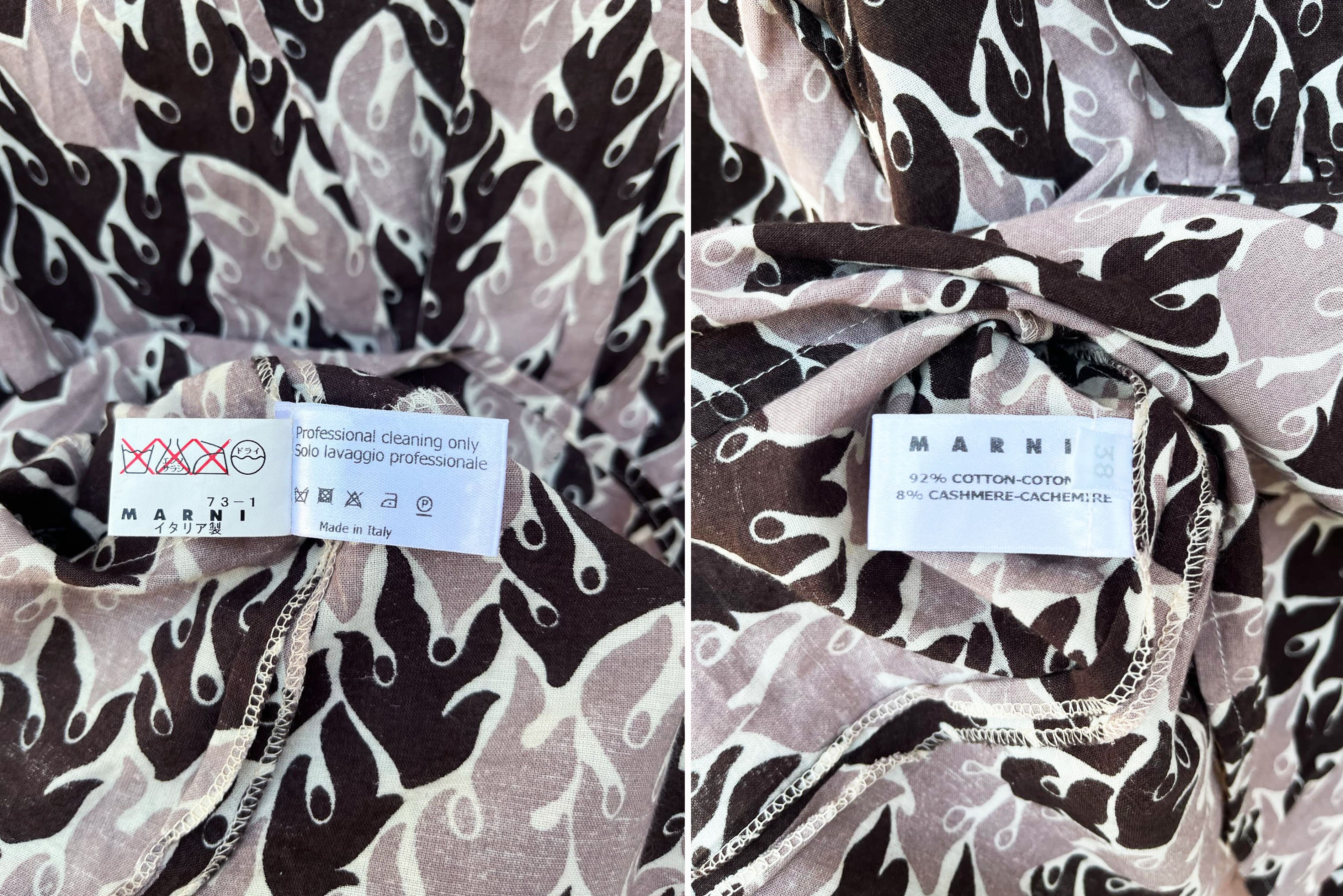 Marni MARNI cotton long sleeve deep v neck top, abstract printed Size XS / US 0-2 / IT 36-38 - 7 Thumbnail