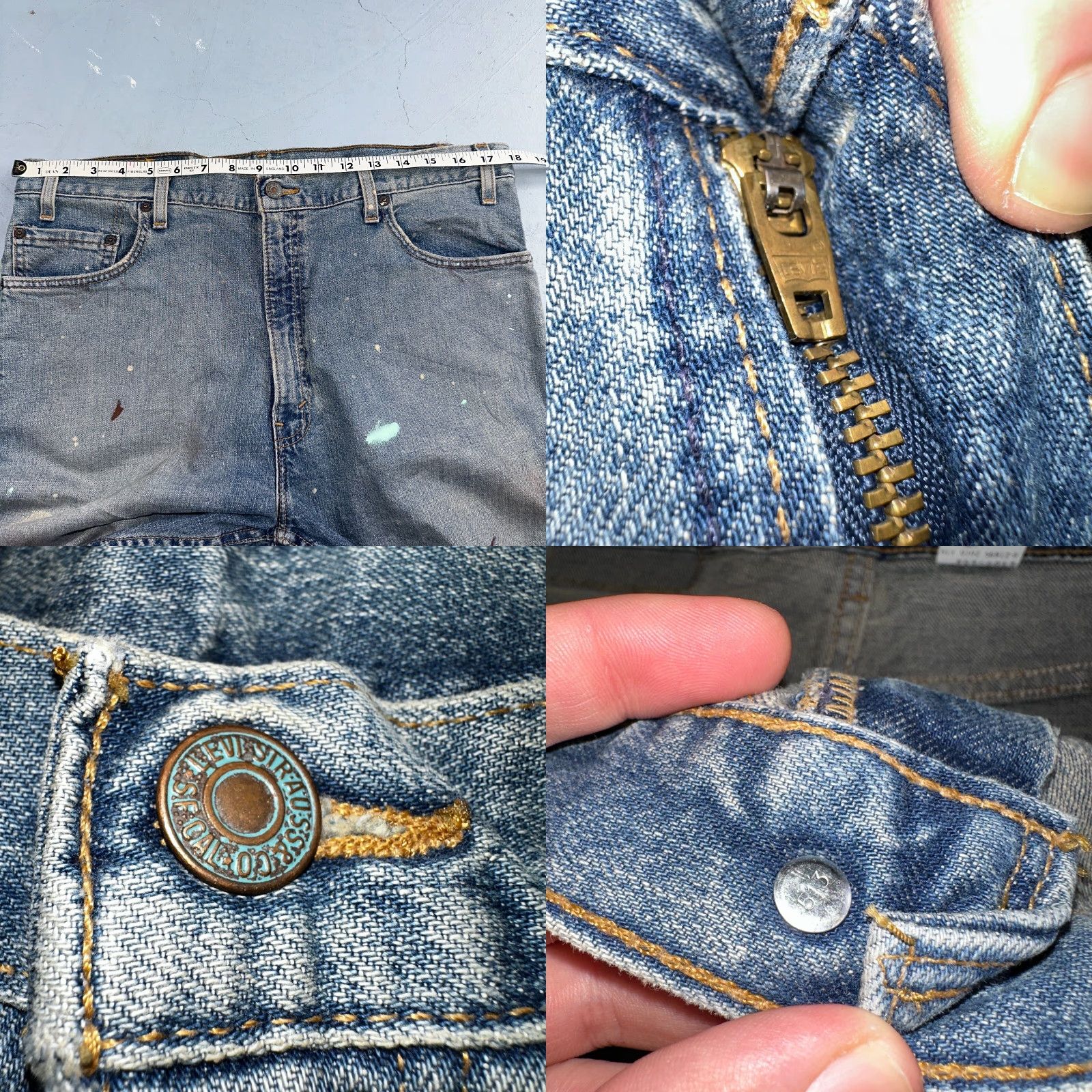 Levi's VINTAGE Levi's 505 Jeans Blue 90s USA 36x36 Regular Mens Straight Classic Med Wash 36in Inseam 501 Series XX Thrashed Denim Cotton Size US 36 / EU 52 - 8 Thumbnail