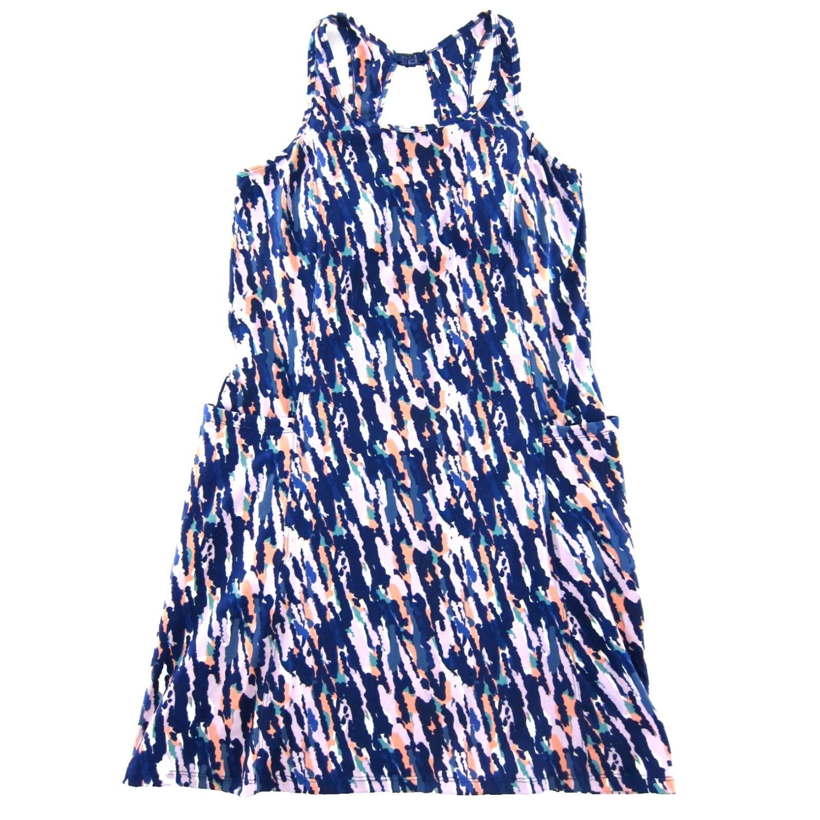 Pinko Dip Tank Dress NWT Camouflage Pockets Built In Bra Medium Blue Nylon Spandex Dress Women Pants? Size M / US 6-8 / IT 42-44 - 2 Thumbnail