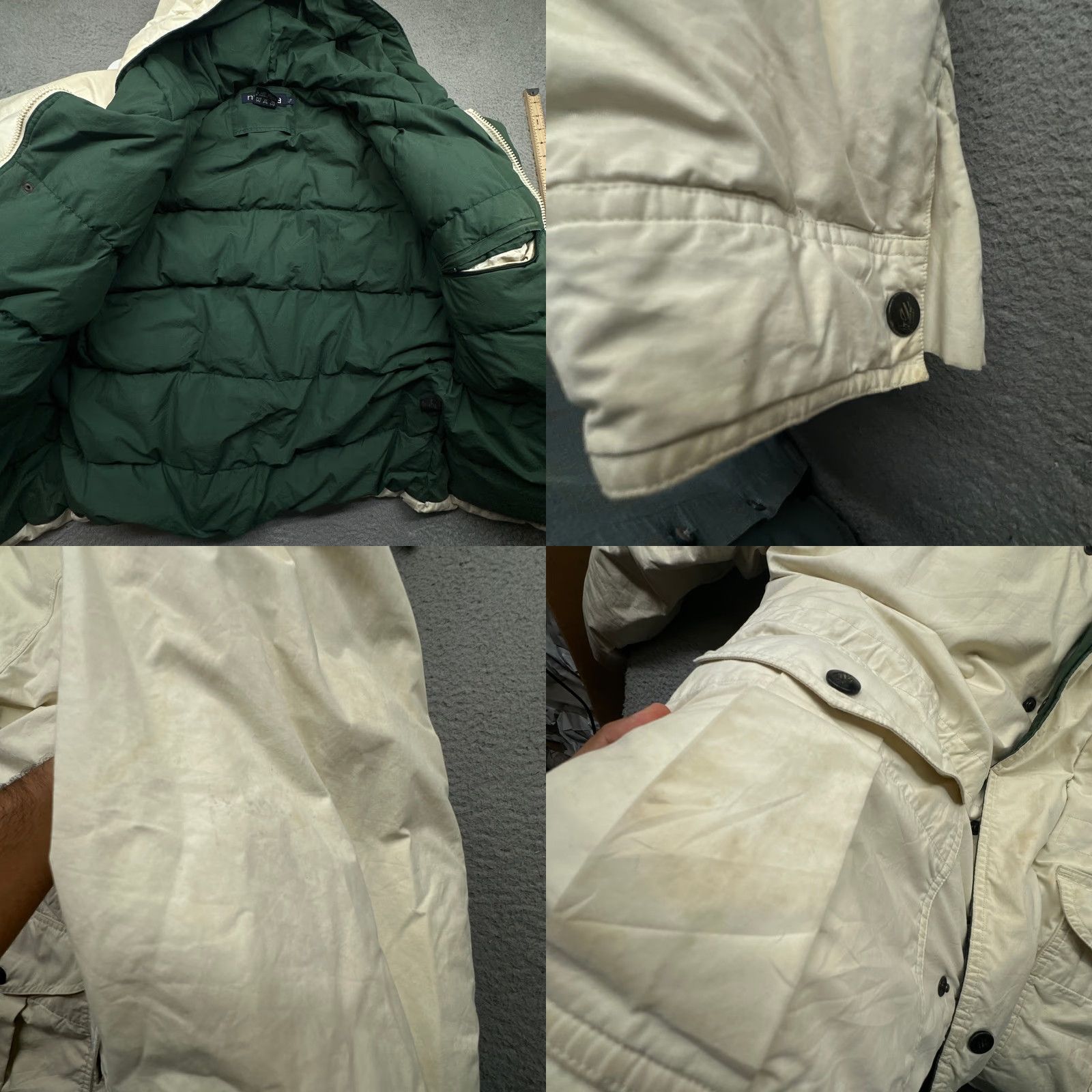 Nautica VINTAGE Nautica Duck Down Puffer Parka Jacket Large White Green STAINED Mens Size US L / EU 52-54 / 3 - 9 Thumbnail