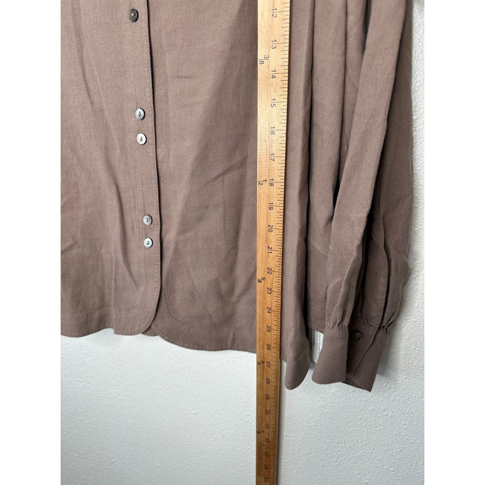 Other NWT Poetry Brown Funnel Neck Button Long Sleeve Blouse 12 Size XL / US 12-14 / IT 48-50 - 16 Thumbnail
