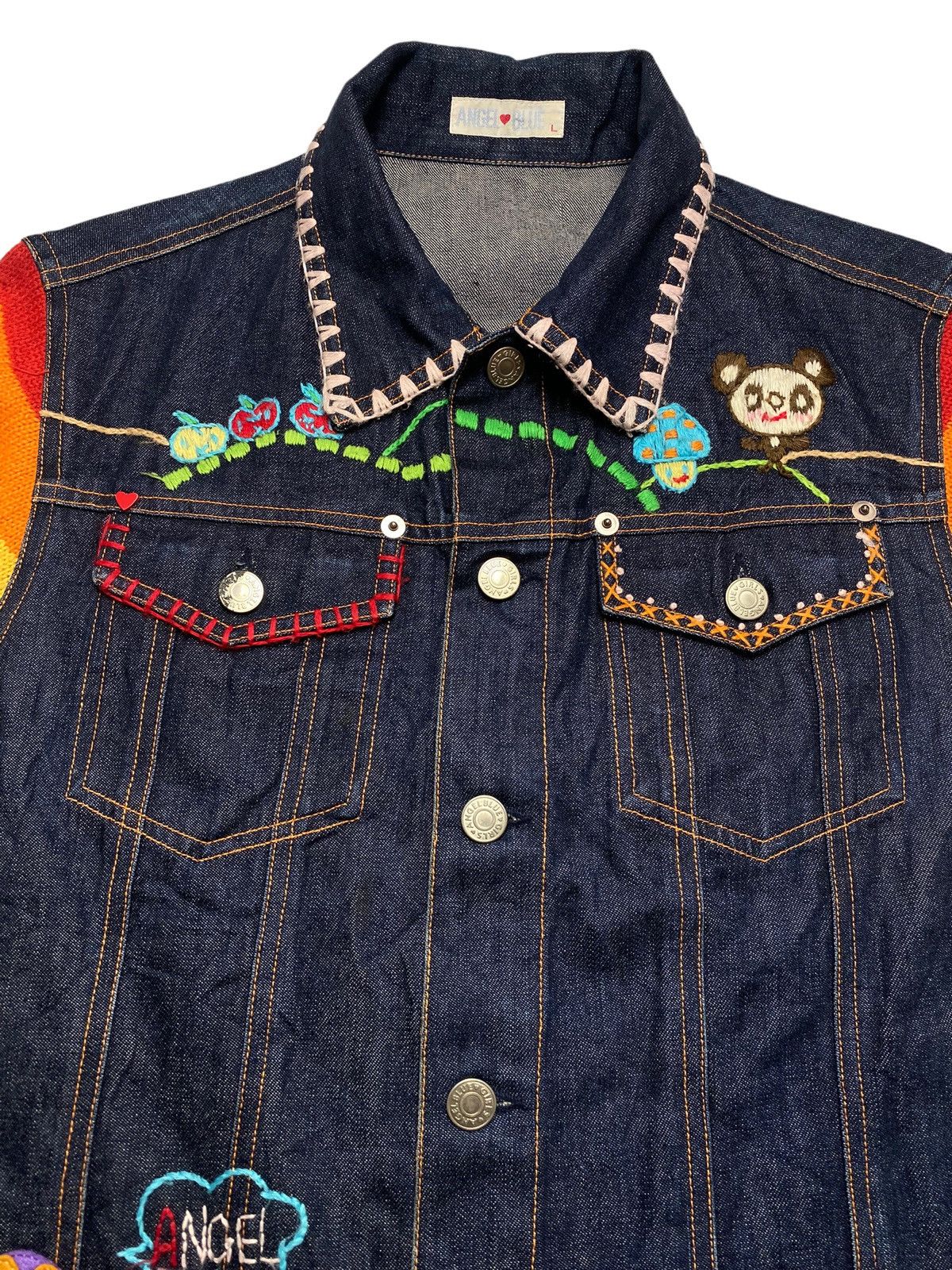 Angel Blue 2000s Angel Blue - Chunky Knitted Denim Jacket Size L / US 10 / IT 46 - 6 Thumbnail